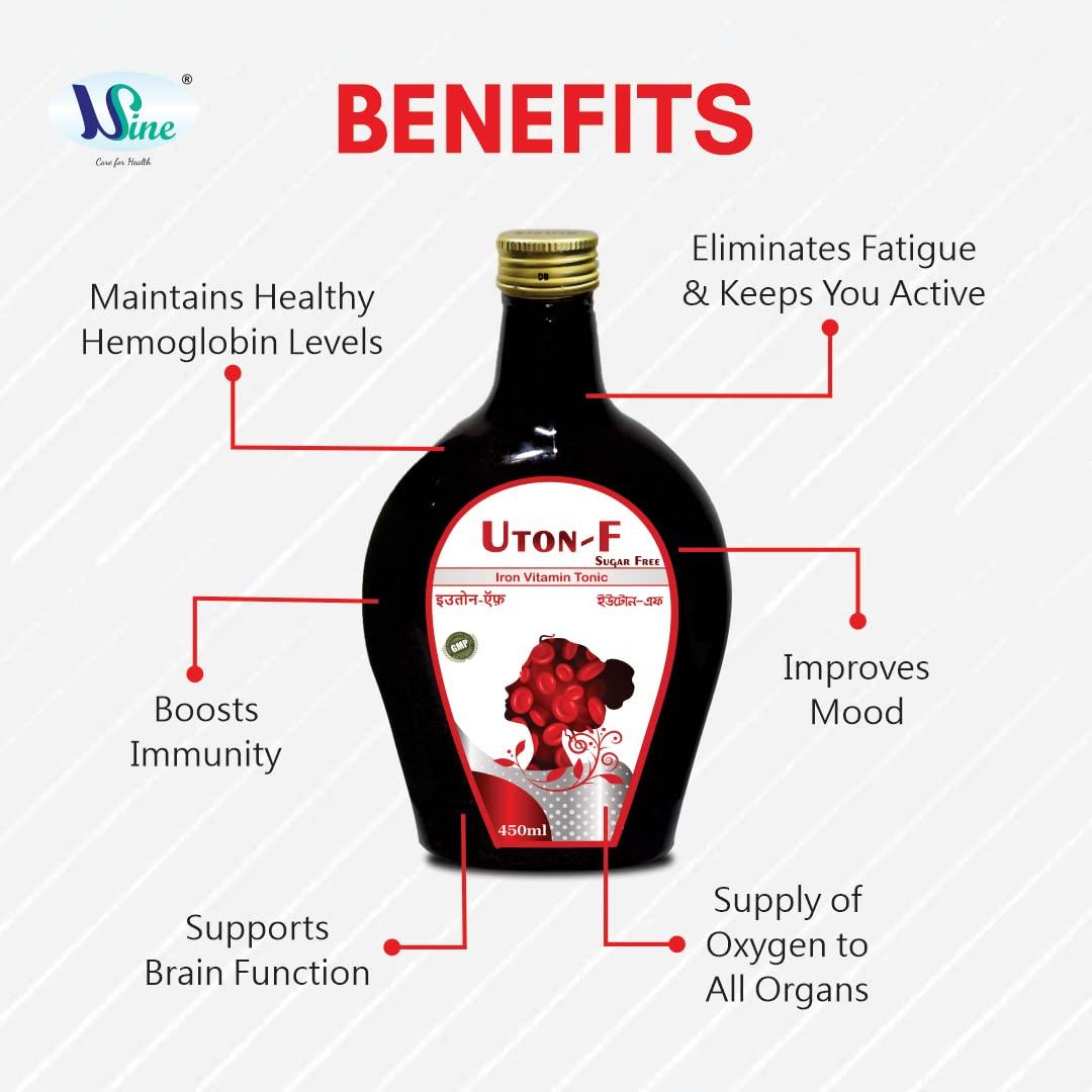 Usine Usine Uton-F Iron Vitamin Syrup (Sugar Free) | Increase Red Blood Cells | Enhance Vitamin & Mineral | Gmp Certified | 100% Ayurvedic - Syrup