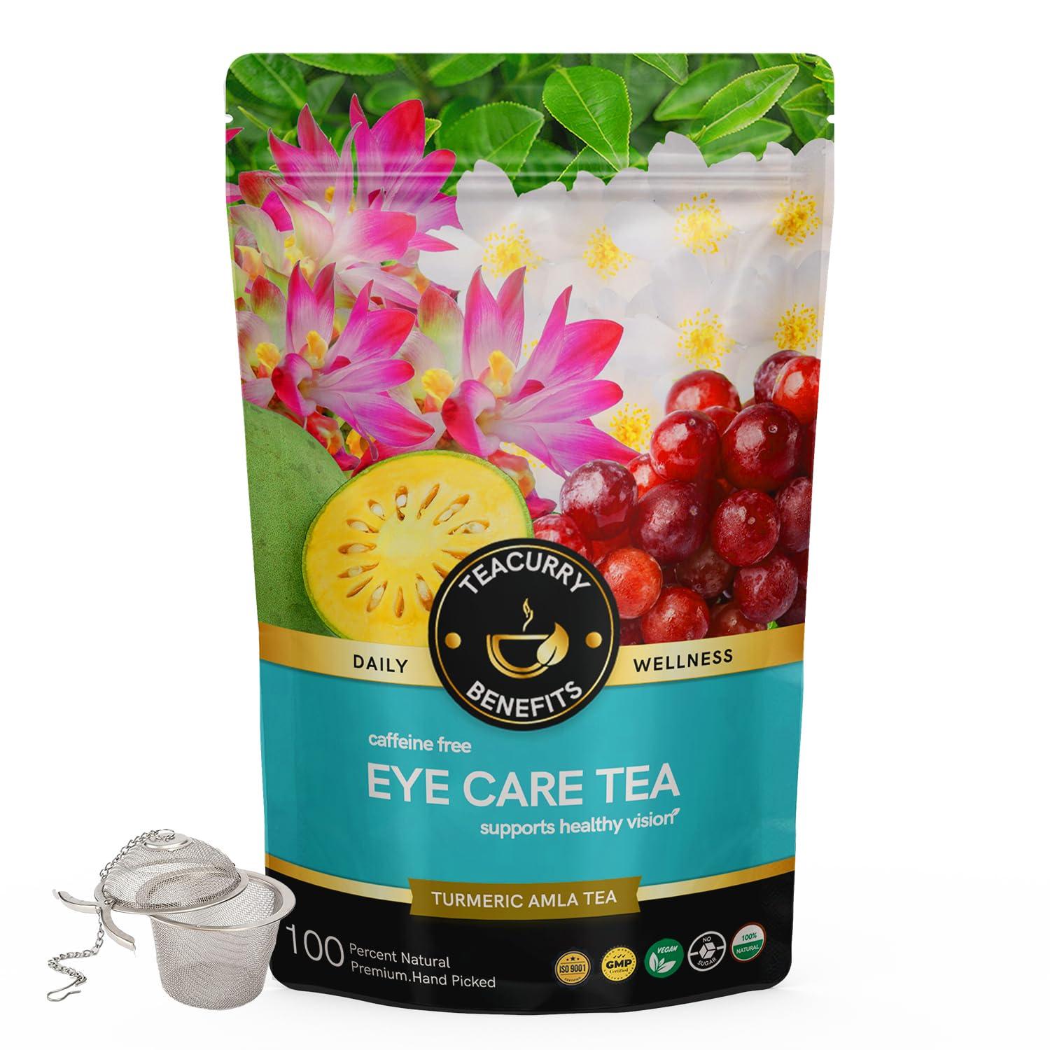 TEACURRY TEACURRY Eye Care Tea (1 Month Pack, 100 Grams Loose) + Infuser - Helps with Eye Health, Improve Eyesight