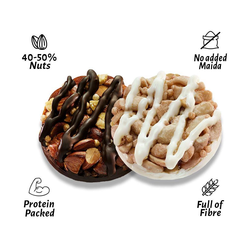 Open Secret Open Secret Multi Flavor Tiffin Snacks- Healthy Choco Almond (4) + White Choco Cashew (3) Cookies with Nuts |No Added Maida, Family & Back to School Snacks Biscuit | 7 Boxes (2 Cookies per Box)