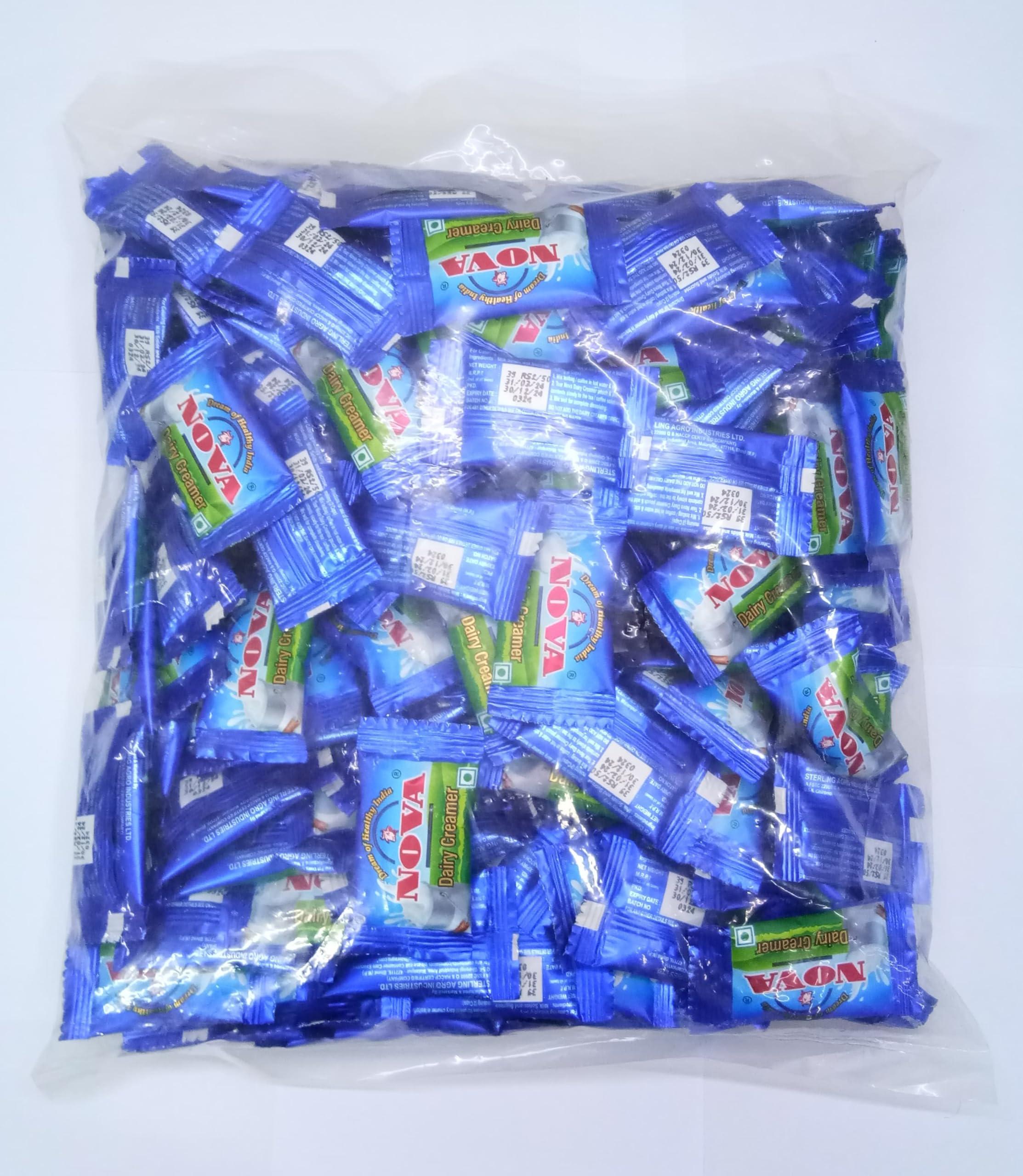 NEWRISE NEWRISE Nova Dairy Creamer Sachets 400 Pcs (200 x 2) with Accessories | Instant Milk Powder for Tea & Coffee | Non-Dairy Creamer for Office, Pantry & Travel Use | 1200g Pack