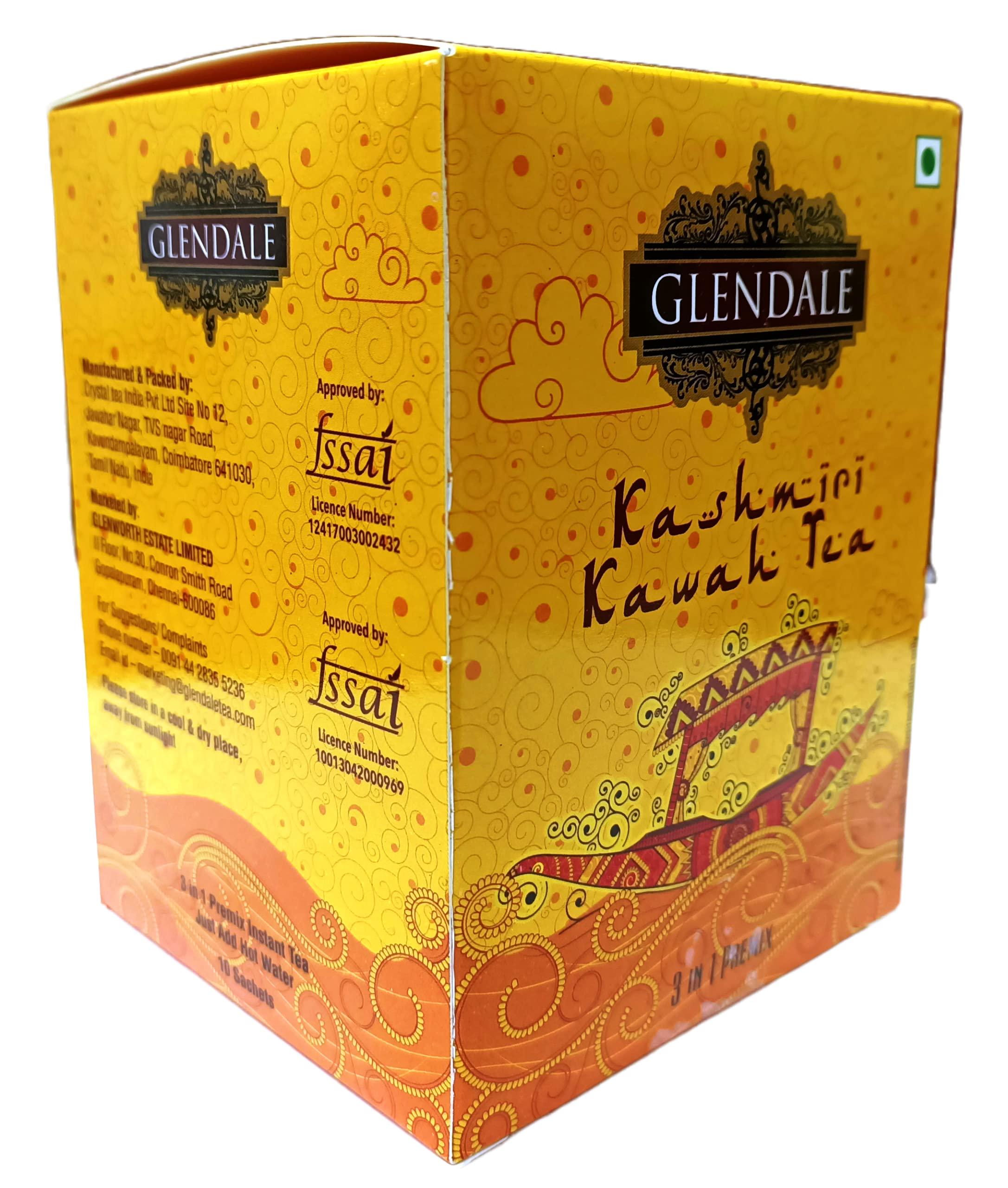 Generic GLENDALE Kashmiri Kawah Tea 100 g | Pack of 2 | Total 200 g | 3 in 1 Premix Instant Tea 10 Sachets in Each Pack