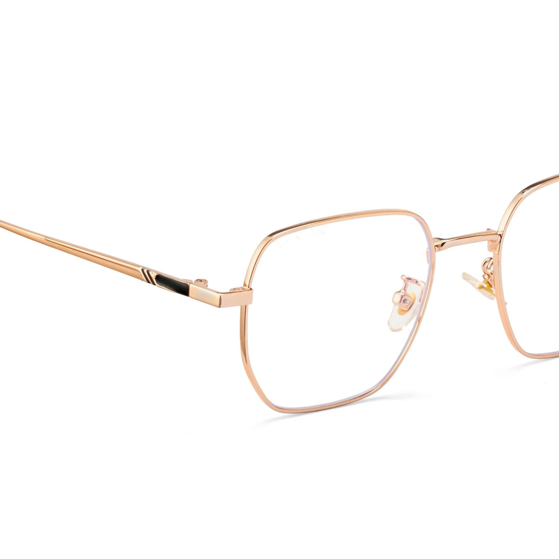 ROYAL SON ROYAL SON Unisex\'s C5 Blue Block Lens | Golden Frame Reading Glasses-M (SF0016-C5)