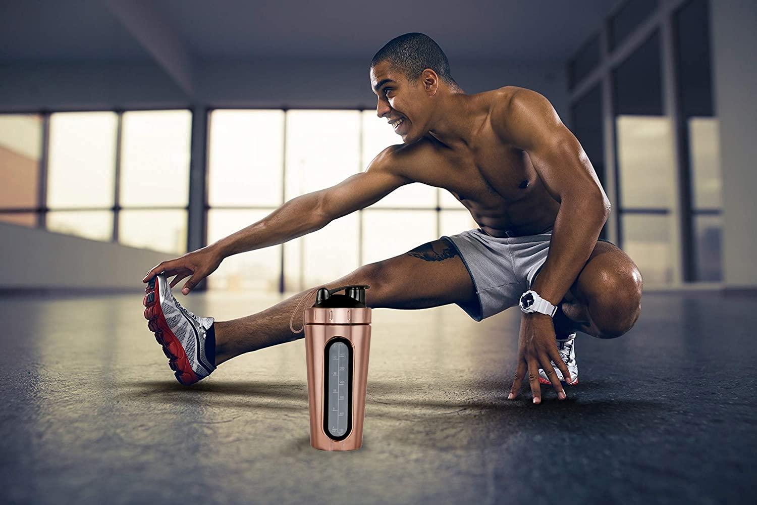 BURRDOFF BURRDOFF Bpa Free Stainless [Visible Window] Steel Shaker Bottles For Protein Shake, Gym (Copper Rose Gold) - 950 Ml, Pack Of 1, 850 Milliliter