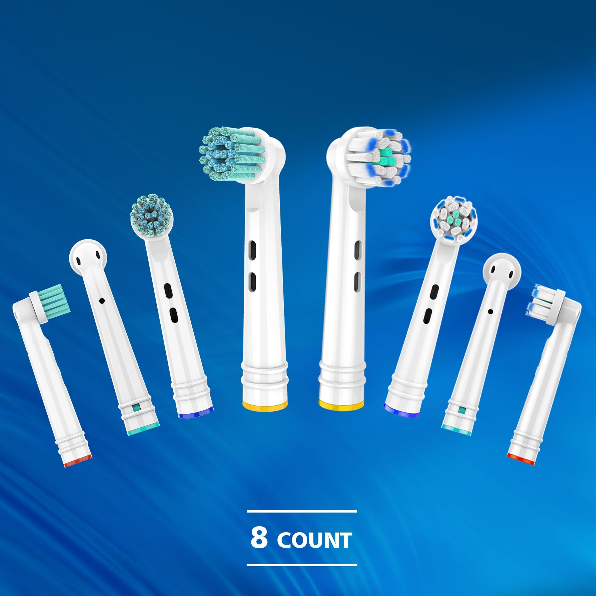 Whuppsi Replacement Toothbrush Heads Fit for Braun Oral B Electric Toothbrushes, 8PCS, Round Heads Compatible with Oral-B Pro Gum Care,Precision Clean,Timer,and Pro Vitality Triumph Genius Smart Series