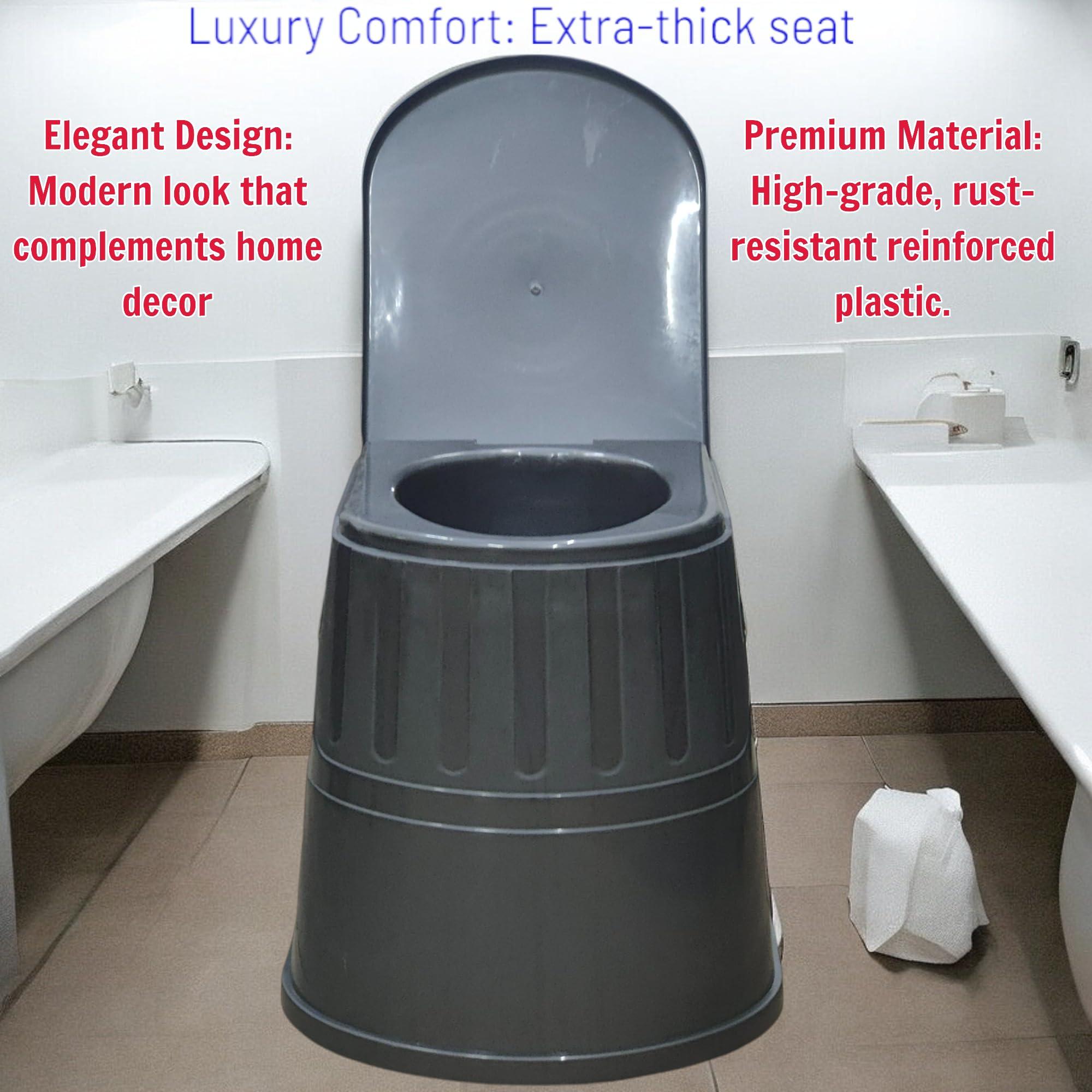Veayva VEAYVA heavy duty Portable Indian Toilet to Western Convertor EasyGo Round Portable Commode | Toilet stool | Toilet Commode for patients | Indian Commode Stool | Portable Toilet Seat for Adult(GREY)