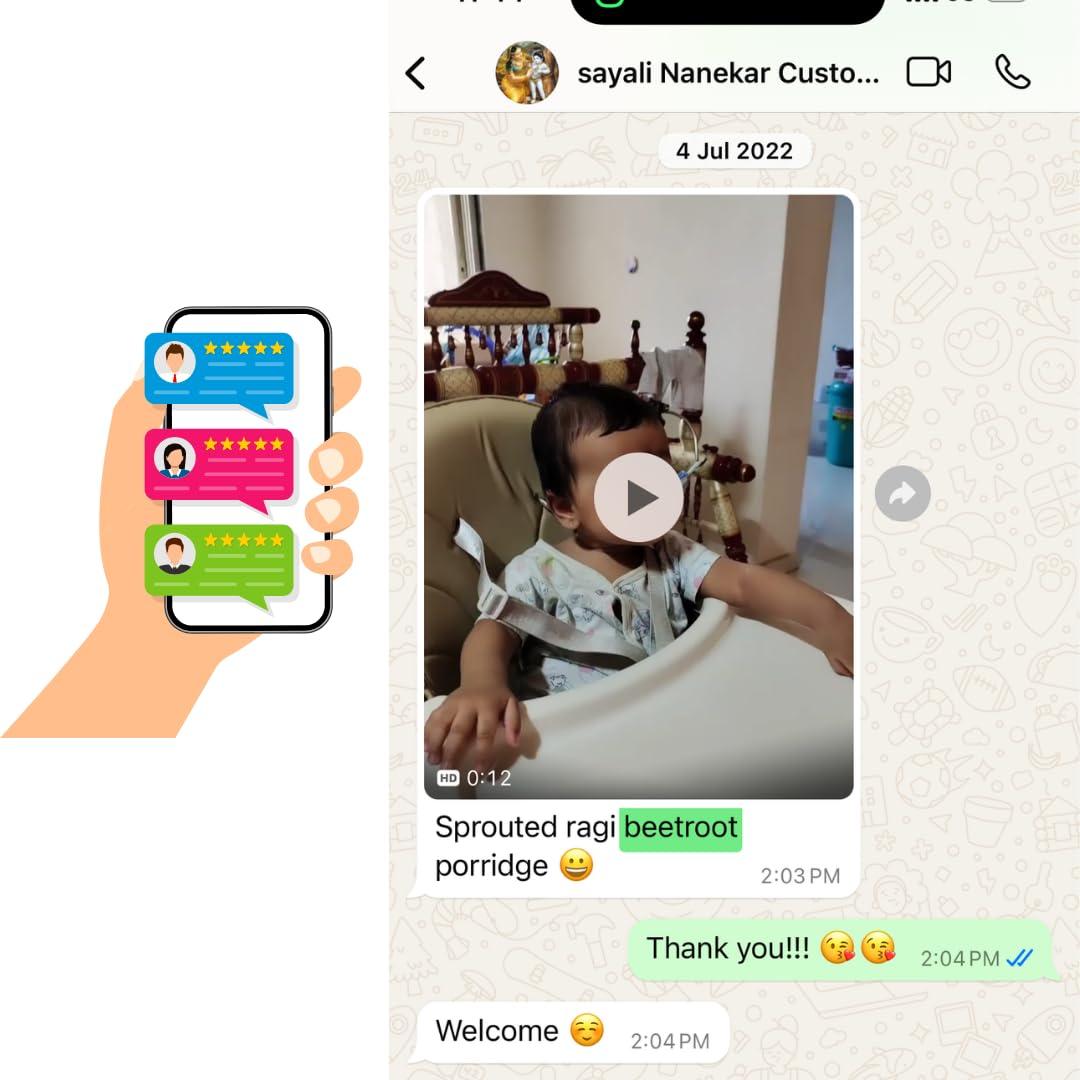 Daily NUM NUM Daily NUM NUM Organic Sprouted Ragi Beetroot Porridge | No Salt, No Sugar Ragi Cereals | Sprouted Healthy Beetroot Baby food cereal | No Milk Powder | 200g pack