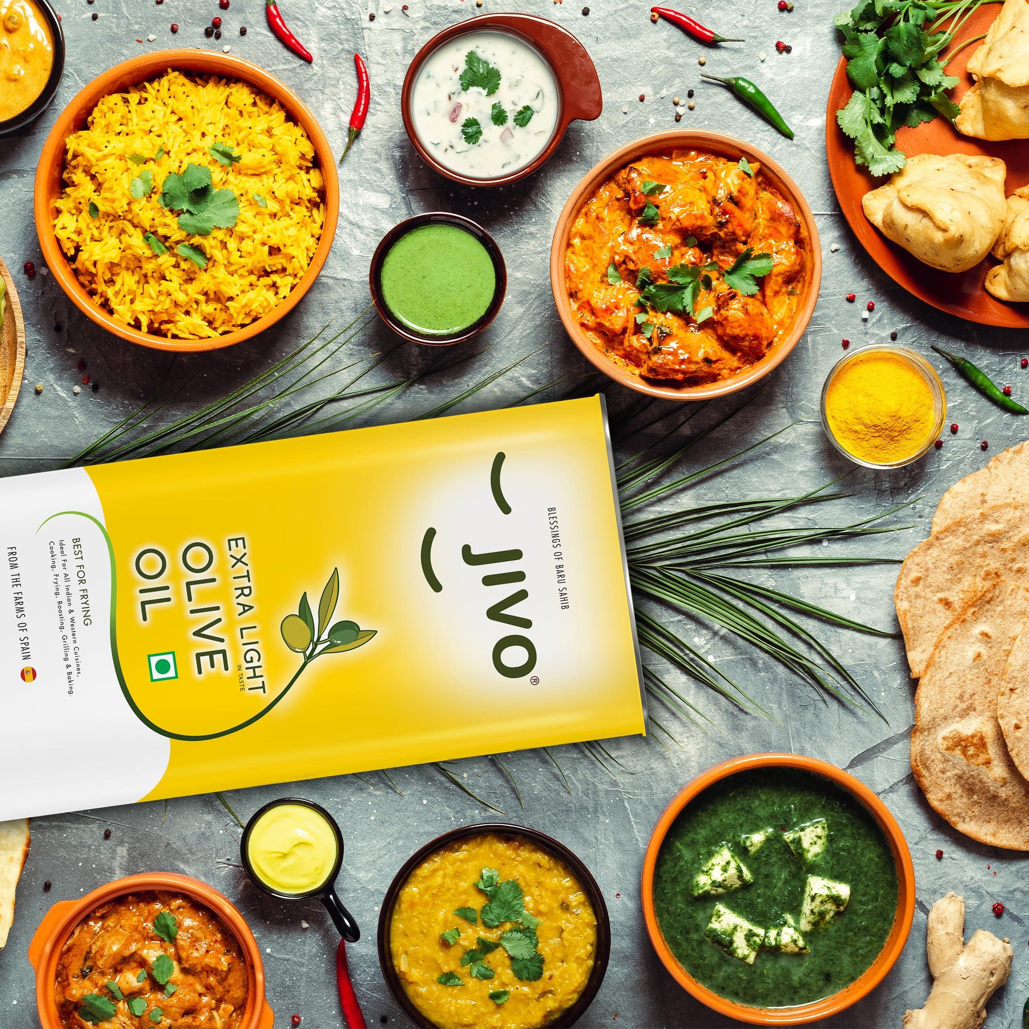 JIVO Jivo Extra Light Daily Cooking Olive Oil 5 LTR (Tin) + 1 LTR (Pet Bottle) | | Recommendable for Roasting, Frying, Baking All type of Cuisines| Low Saturated Fat, Low Saturated Fat (Pack of 2)