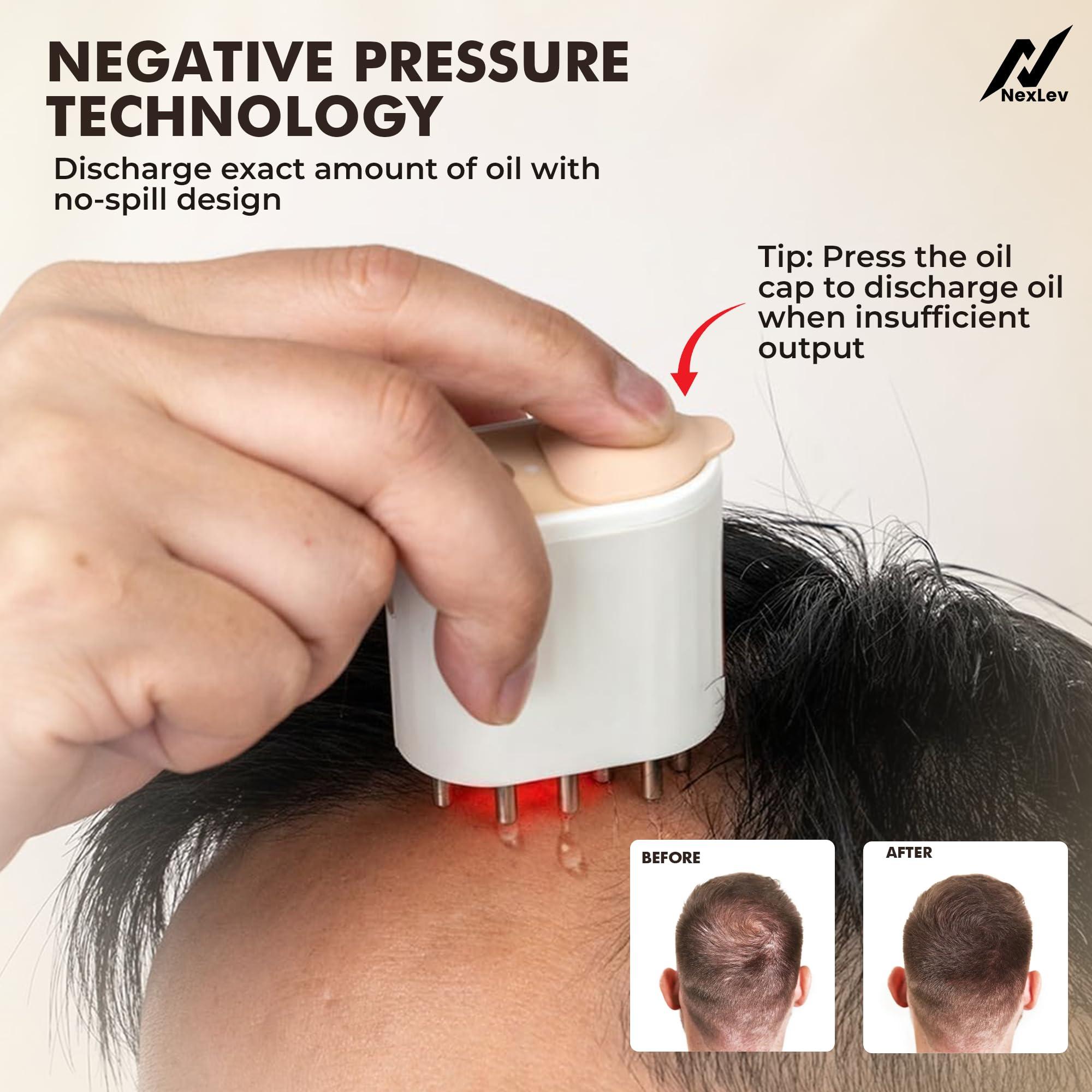 nexlev NexLev Nourish Hair Oil Applicator|Red & Blue Light Therapy|EMS Microcurrent To Boost HairGrowth|10ml Oil Tank| 60 Min Run Time|High-Frequency massage for better absorption| IPX7 Waterproof| EA-01 Pro