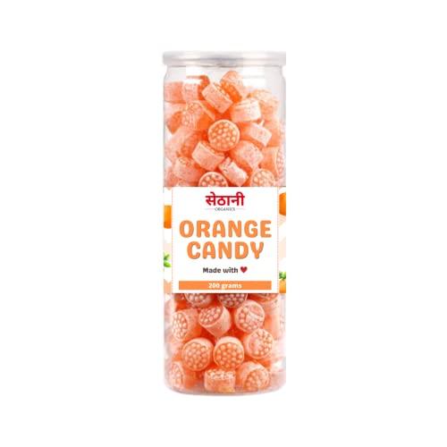 Sethani Organics Sethani Candy, Combo Pack of 2 - Orange Candy & Mango Candy, Combined Weight 400gms II Flavoured Sugar Candy II Assorted sweet candy pack for kids II Sweet & Chatpata Candy II