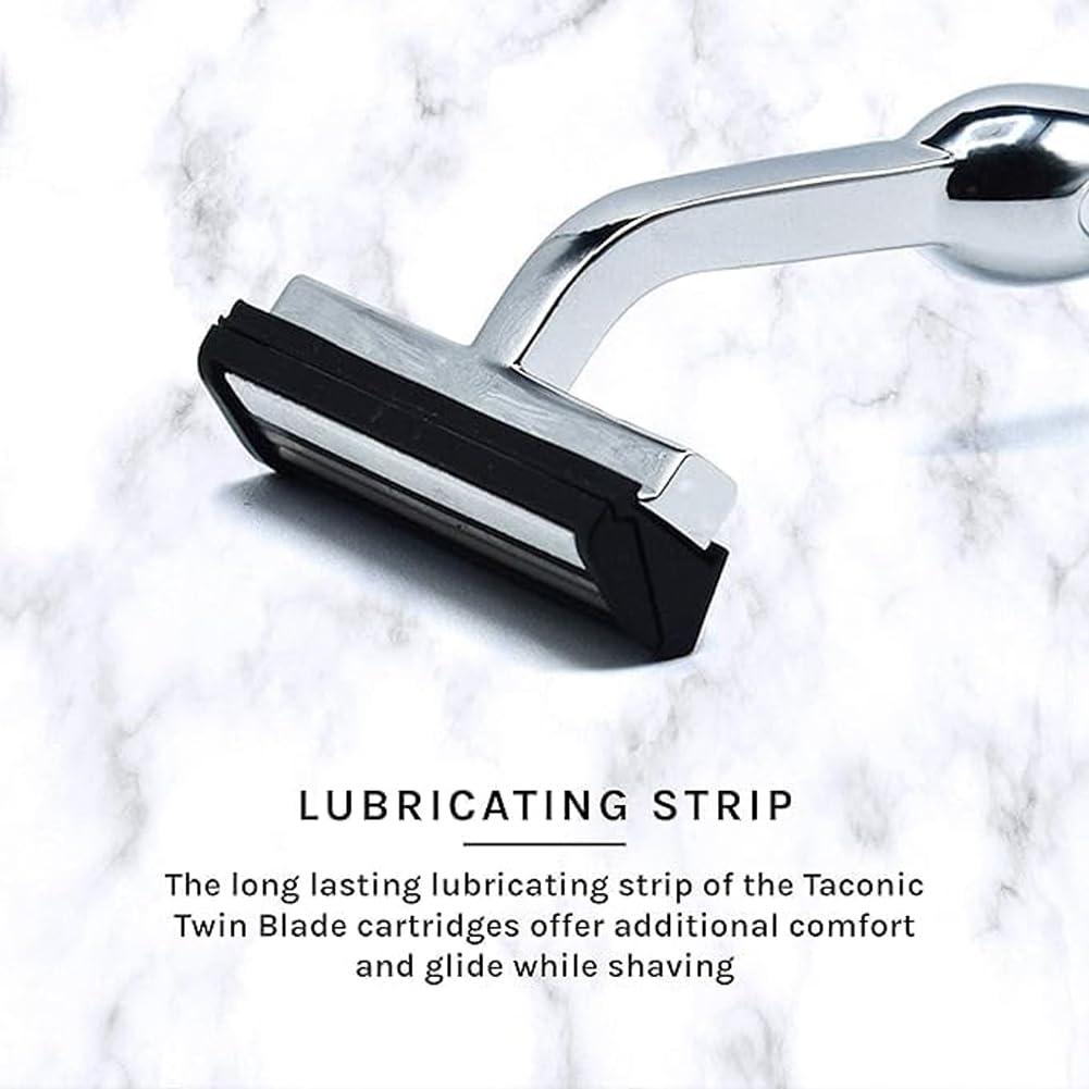 Taconic Shave All Metal Trac 2 (Trac II) Compatible Razor and 10 Personna Twin Blade Cartriges