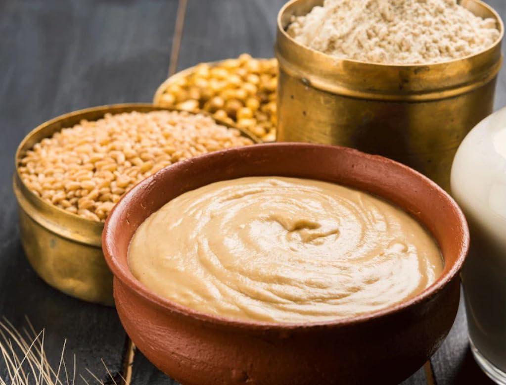 KYK KYK FOODS Natural Desi Sattu Rich in Protein Made with Chickpea Wheat & Rice Zero Artificial Flavor | No Preservatives Added (800 gm)