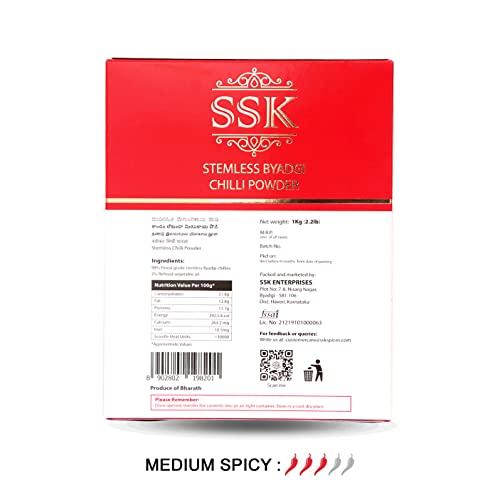 SSK SSK Stemless BYADGI Chilli Powder 1Kg Box – Medium Spicy