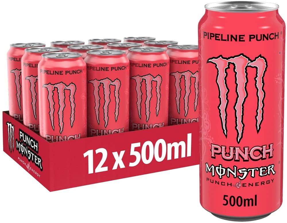 Monster Energy Monster Pipeline Punch Carbonated Energy Drink With A Refreshing Punch Flavor, Orange And Guava 500ml (Pack Of 12)