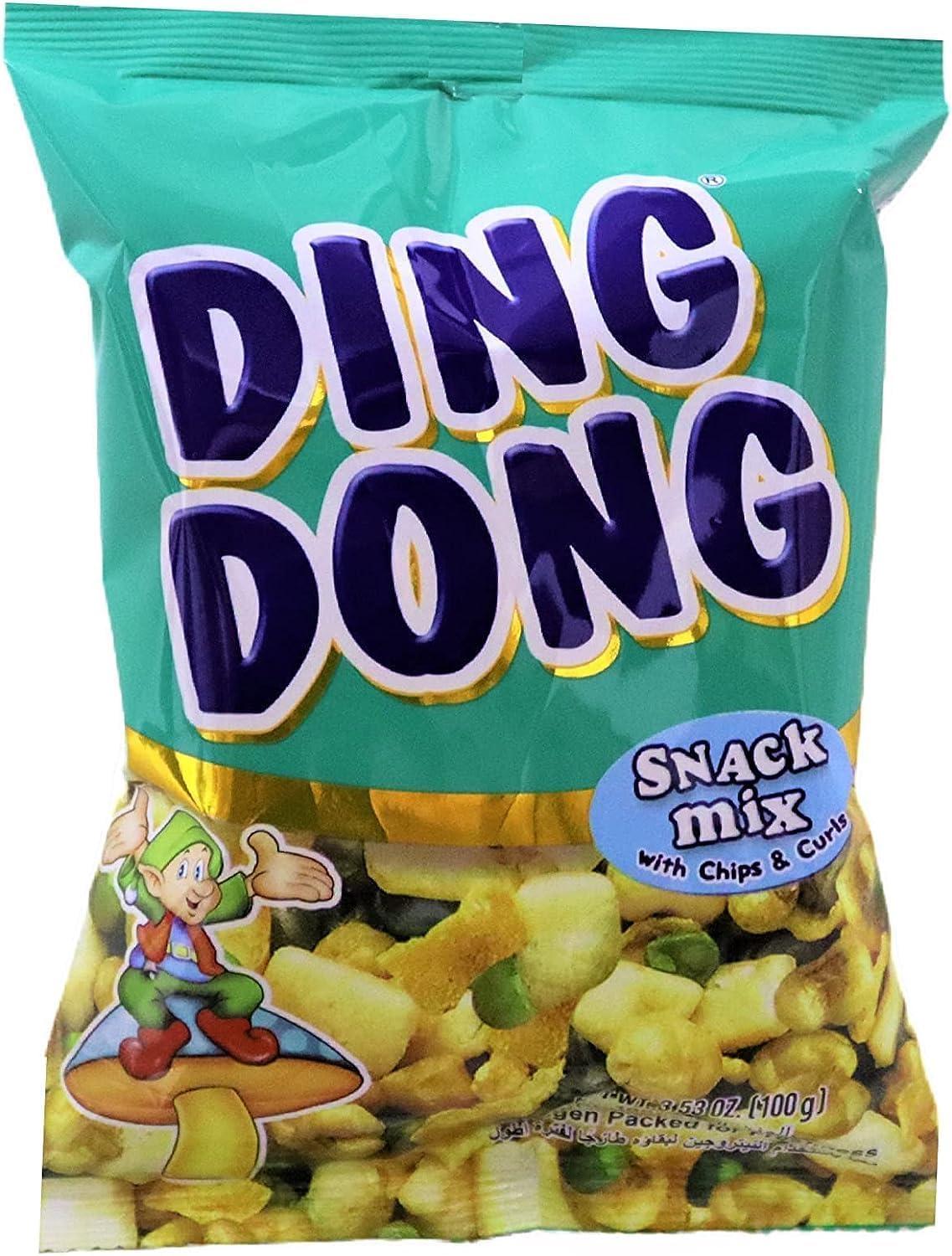 Generic Ding Dong Snack Mix Nuts Combo Pack (Hot Spicy, Chips Curls,) Each 100gm (Pack Of 2) imported