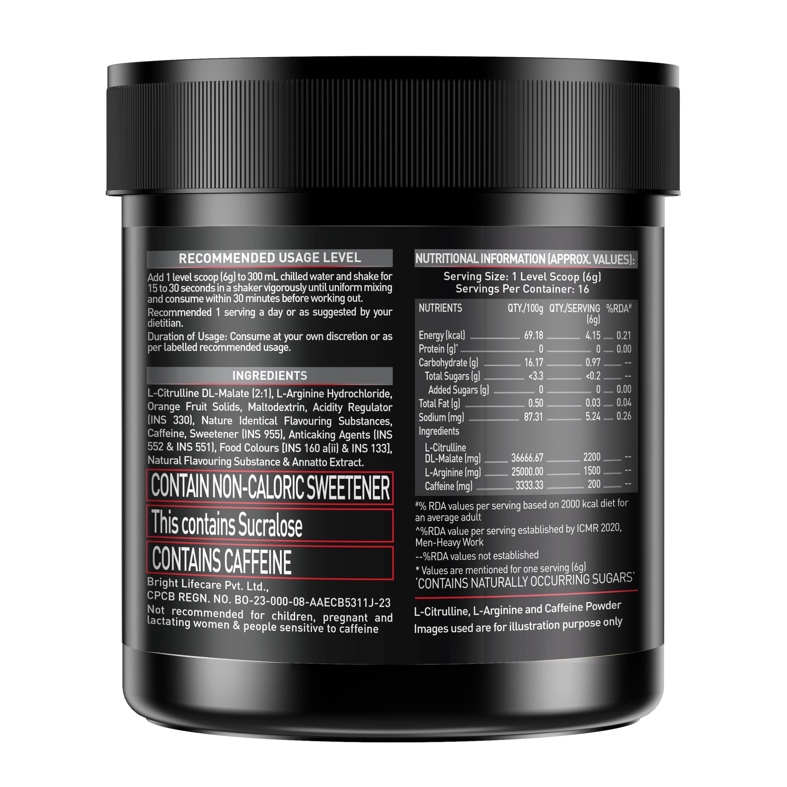 MuscleBlaze MuscleBlaze Pre Workout 200(Green Apple, 20 Servings, 100G)| 200Mg Caffeine, 2200Mg Citrulline Powder