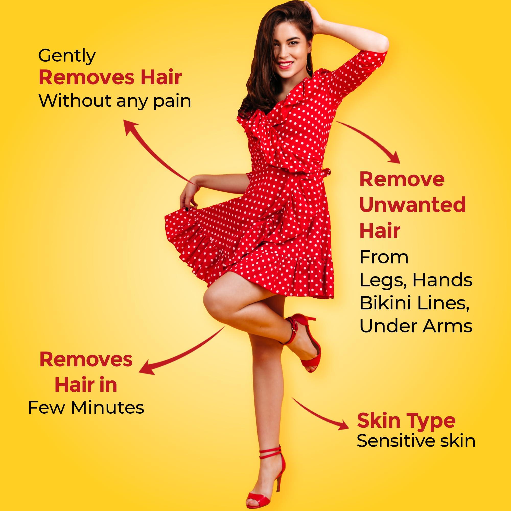 Ikin Ikin Papaya Hair Remover Cream For Sensitive Skin - Bikini Hair Removal Cream For Women & Girls (Pack of 2 (60gm X 2))