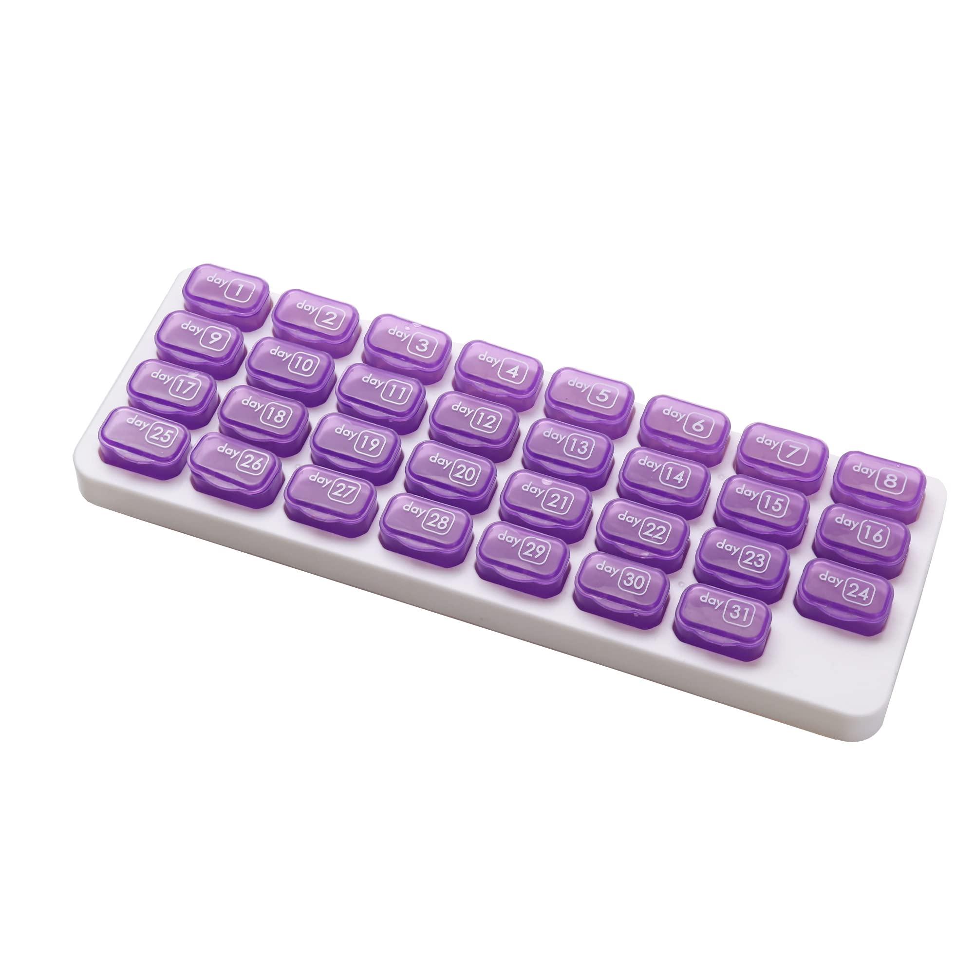 UHZBTEC UHZBTEC Monthly 31 compartments Pill Organizer Day Pill Organizer for Medicine Vitamin Holder Container (Purple)