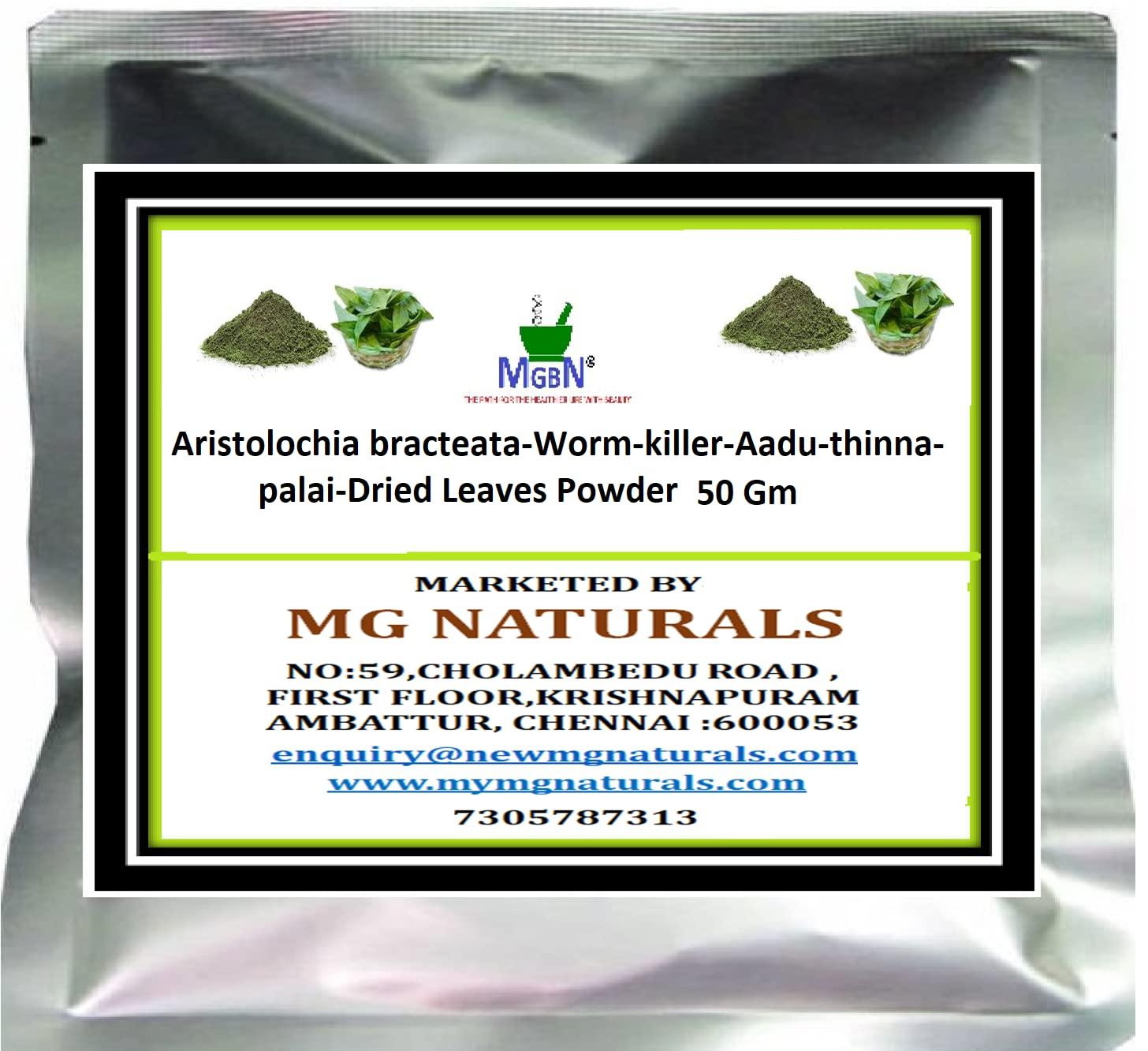 MGBN THE PATH FOR THE HEALTHIER LIFE WITH BEAUTY Aristolochia bracteata-Worm-killer-Aadu-thinna-palai-Dried Leaves Powder - 50 gm