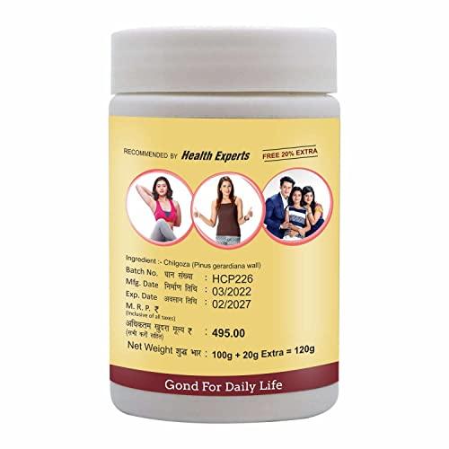 HEALTHCHOICE Health Choice Gond Chilgoza | A Natural Raw Herbs, With The Goodness Of Chilgoze | Chilgoja | Made With Dry Fruit (Pine Nuts) Botanical Gum, 120g- Pack of 4 (Pine Nut Gum)