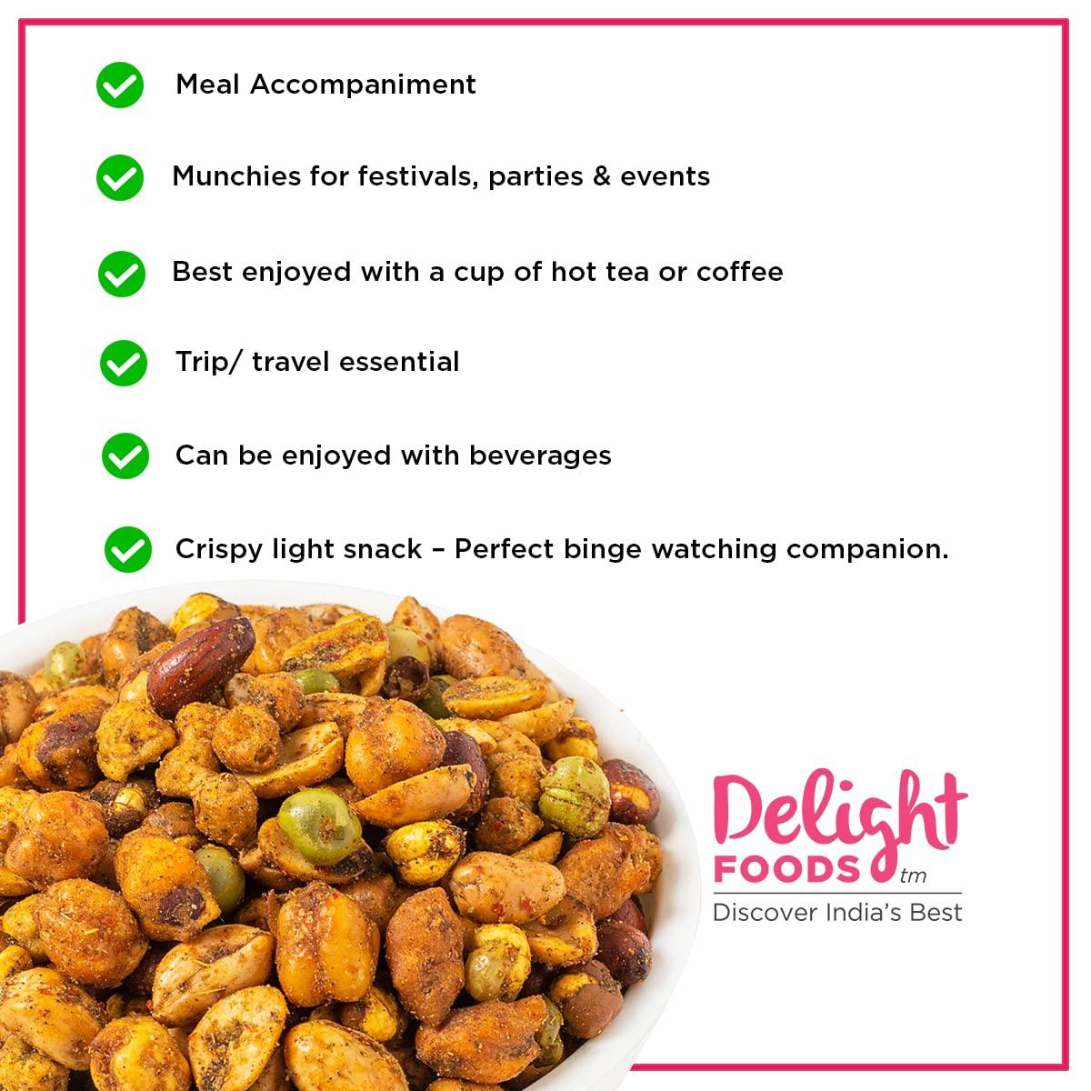 Delight Foods Delight Foods Cocktail Masala Nut Mix 800g Healthy Groundnut Oil Fried Namkeen, Indian Snacks, No Preservatives