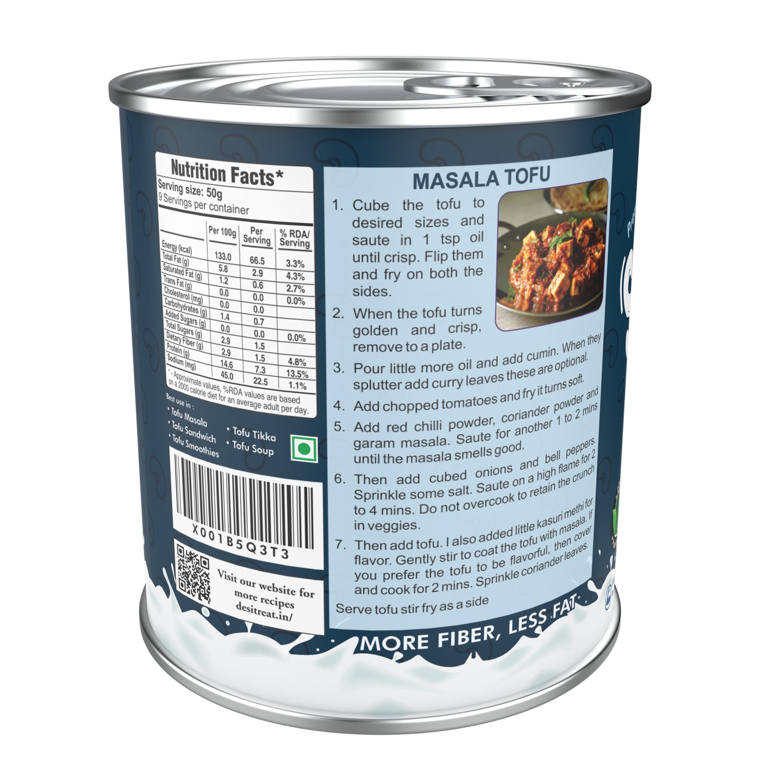 Desi Treat Desi Treat SOYA Paneer (Tofu), 800g | Net wt. 450g | Soft and Creamy | No Preservatives | 100% Natural