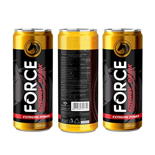 FORCE ENERGY DRINK FORCE ENERGY DRINK | Imported | 75mg caffeine, Vitamin E| Extreme Power | 6 x 250ml ml can | Pack of 6 Cans