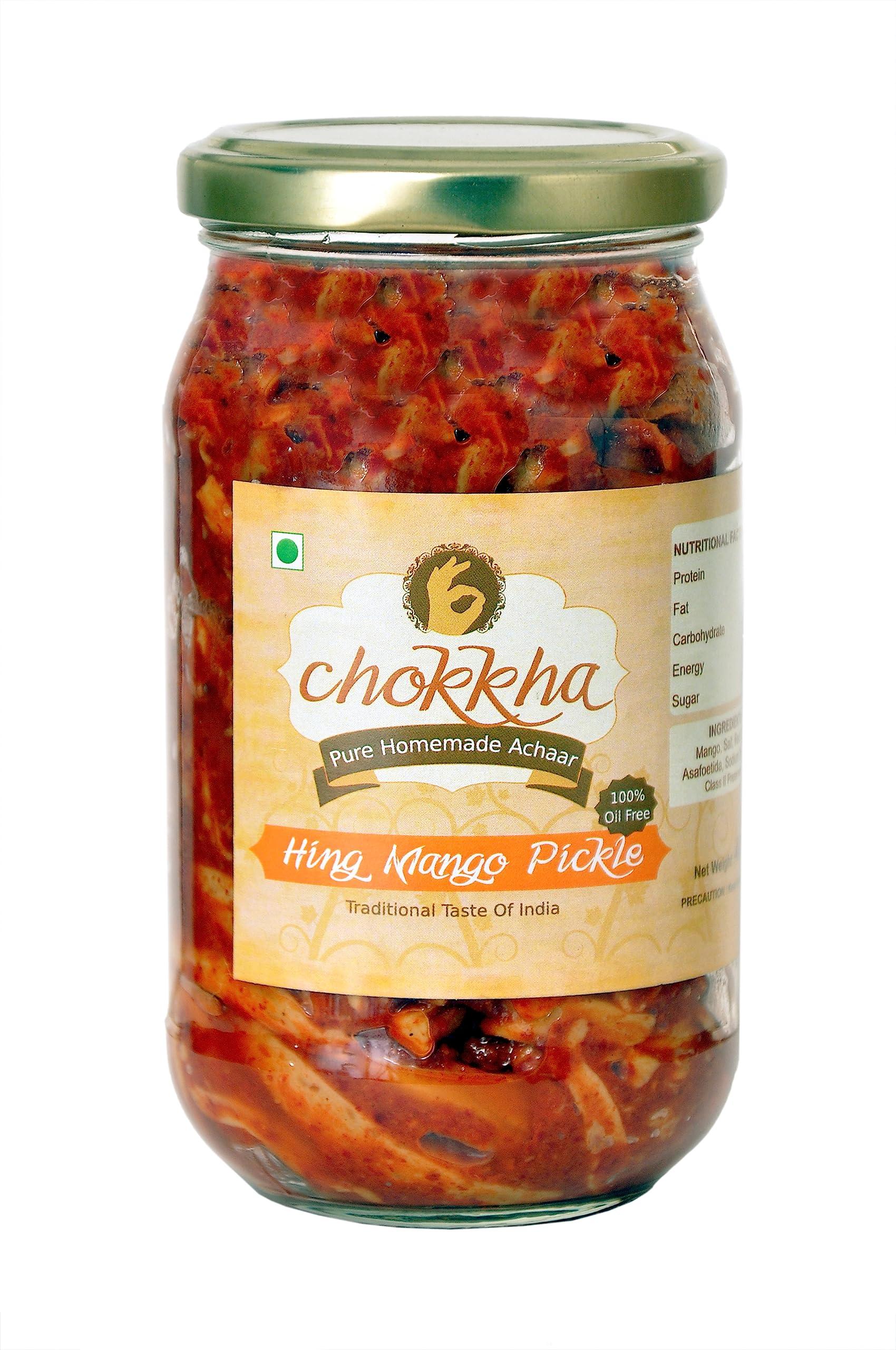 Chokkha Chokkha Traditional Homemade Hing Pickle | Senda Namak | No Colour |100% Oil-Free | | 400 Gm