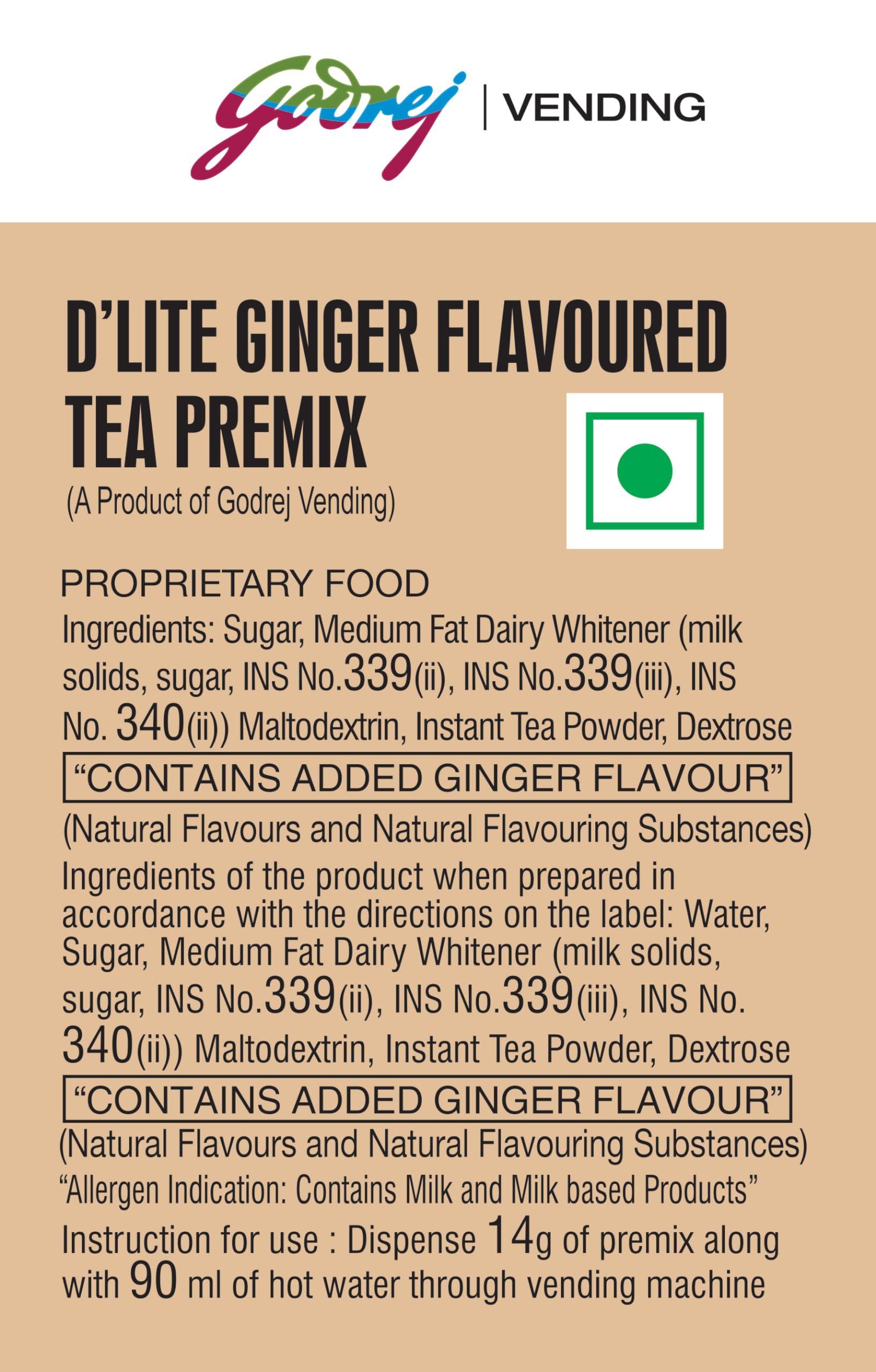 GODREJ VENDING Godrej Vending Ginger D\'lite Instant Tea Premix Easy to Use 3 in 1 Tea - Piping Hot Tea Suitable for Vending Machine - 1 kg
