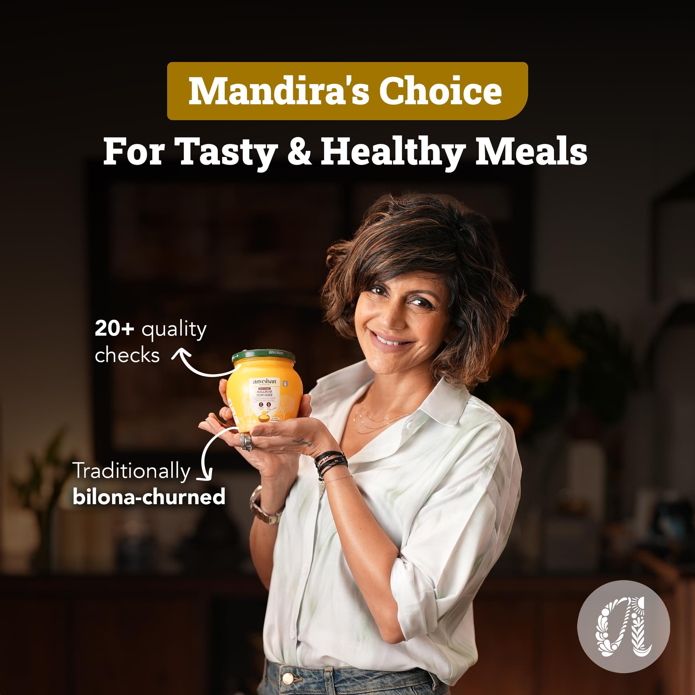 Anveshan Empowering farmers with technology Anveshan A2 Desi Cow Ghee (500ml x 2 Jars) | Glass Jar | Bilona Method | Curd-Churned | Pure, Natural & Healthy | Lab Tested | Grass-Fed Cultured Ghee