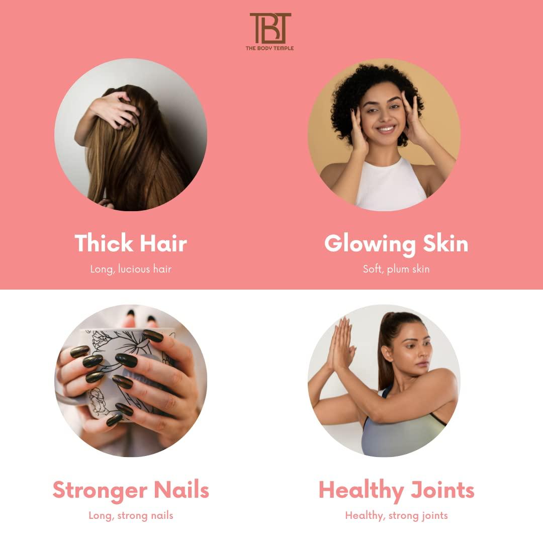 TBT The Body Temple The Body Temple Type I and III Marine Collagen with Hyaluronic Acid, Biotin & Vitamin C - No Smell - Easy to Mix - For Skin, Hair & Nails 250gm (Watermelon)