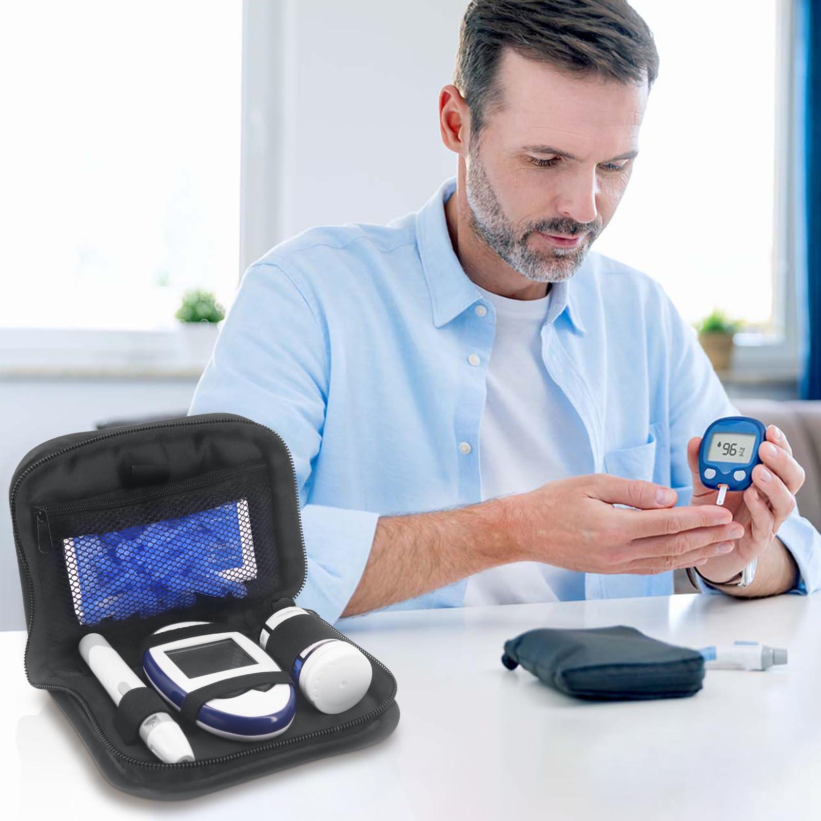 Hooshion Diabetic Supplies Diabetic Organizer Travel Case Diabetes Test Kit Blood Glucose Meter Storage Box Diabetic Supplies Carrying Bag