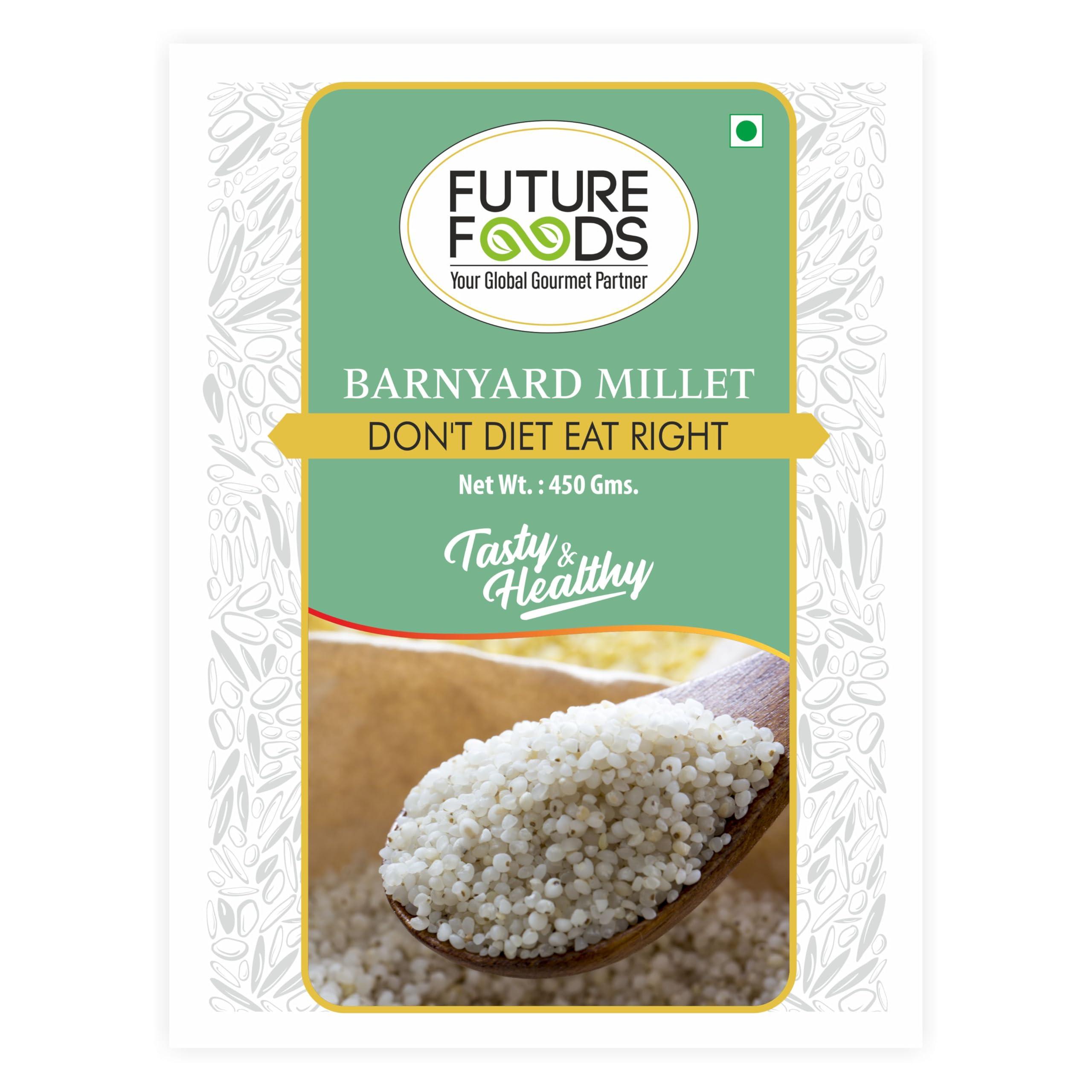 Future Foods Future Foods Premium Barnyard Millet | Jhangora/Sanwa | Gluten Free | Good Source of Protein & Fiber | With More Iron & Zinc Content | Ideal for Celiac & Diabetes Patients | 450g