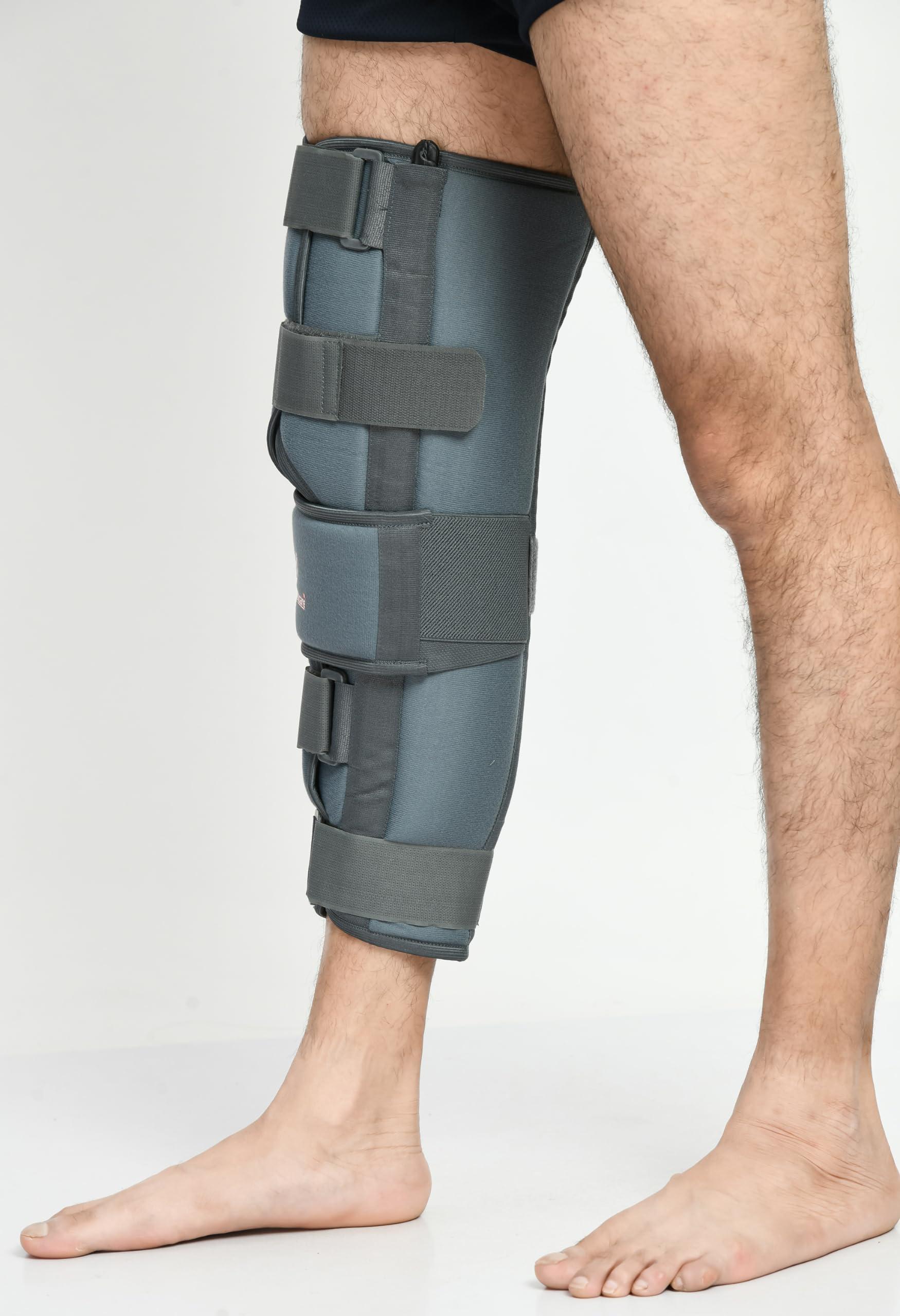 PRO HEALTHCARE PRO HEALTHCARE Knee Immobilizer Brace for Knee Support for Osteoarthritis of knee joint Pain Dislocation Injuries Ligament Tear Wraparound Knee Stabilizer Splint for Men & Women(19\" Long) (XL)