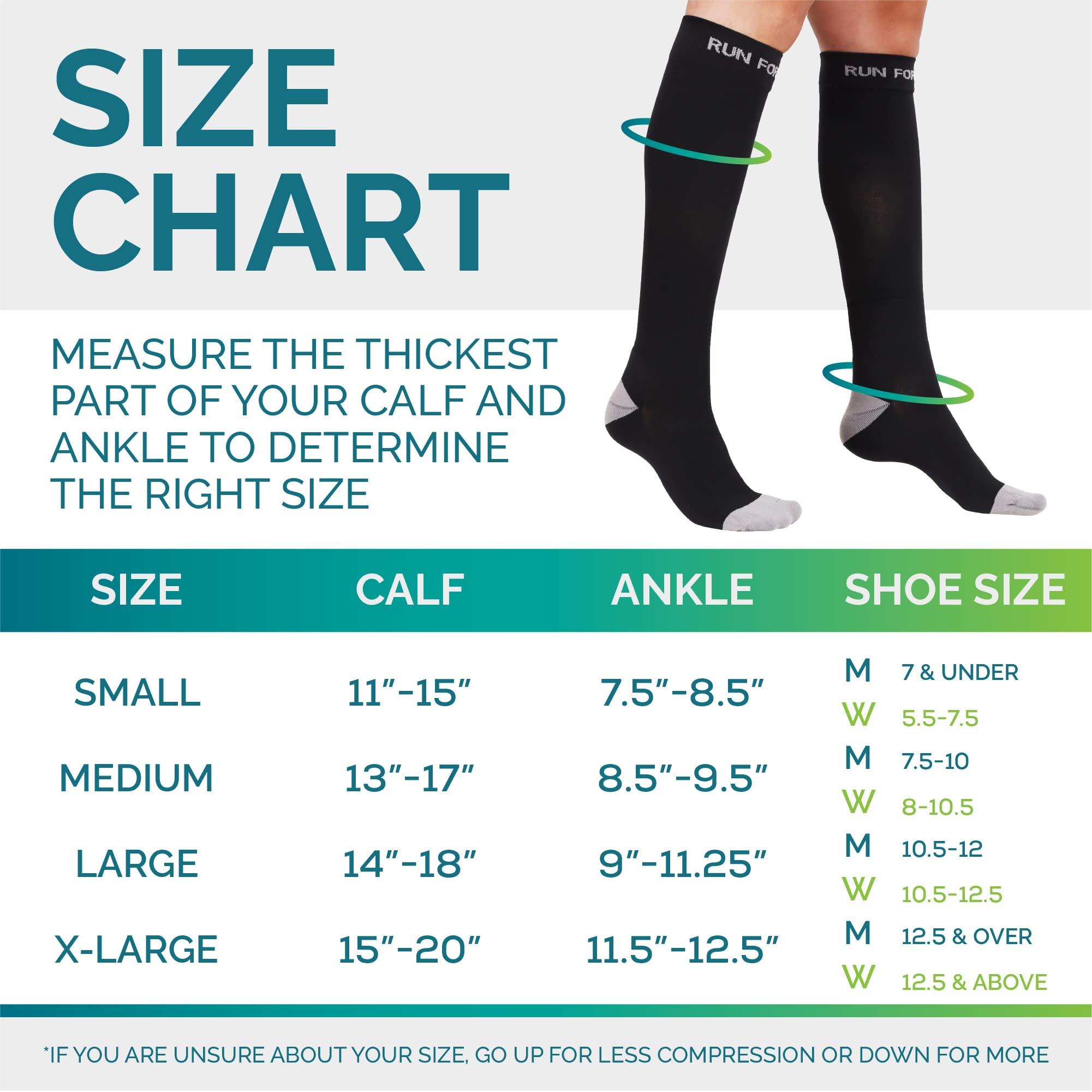 Run Forever Compression Socks for Men & Women 20-30mmHg Medical Grade Graduated Stockings (Black, Medium)