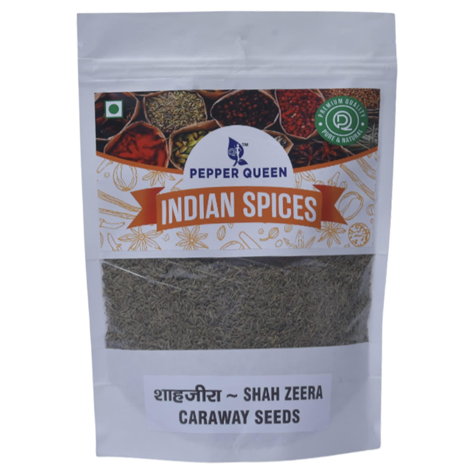 Pepper Queen PEPPER QUEEN Caraway seeds,Shah Jeera,Shah Jira,Shahi Jeera,Karum Jeerakam,Kala Jeera/Kalo Jiro,Black Cumin,Zeera,Cumin Seed,Whole Shahi Jeera,Whole Caraway Seeds,Whole Indian Spice Seeds (100 gm)