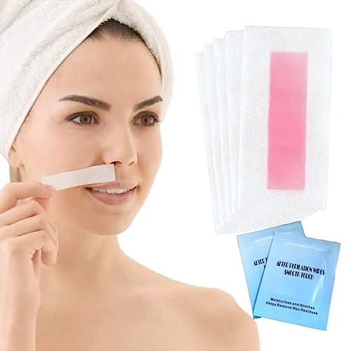 Nyamah Sales NYAMAH SALES Eyebrow Wax Strips Face Eyebrow Shaper Wax Strips Cold Waxing Strip for Eyebrow Ready to Use Facial Hair Removal Strips for Women Home 10 pc + 2pc SmothTouch Depilation Wipes- Multi.