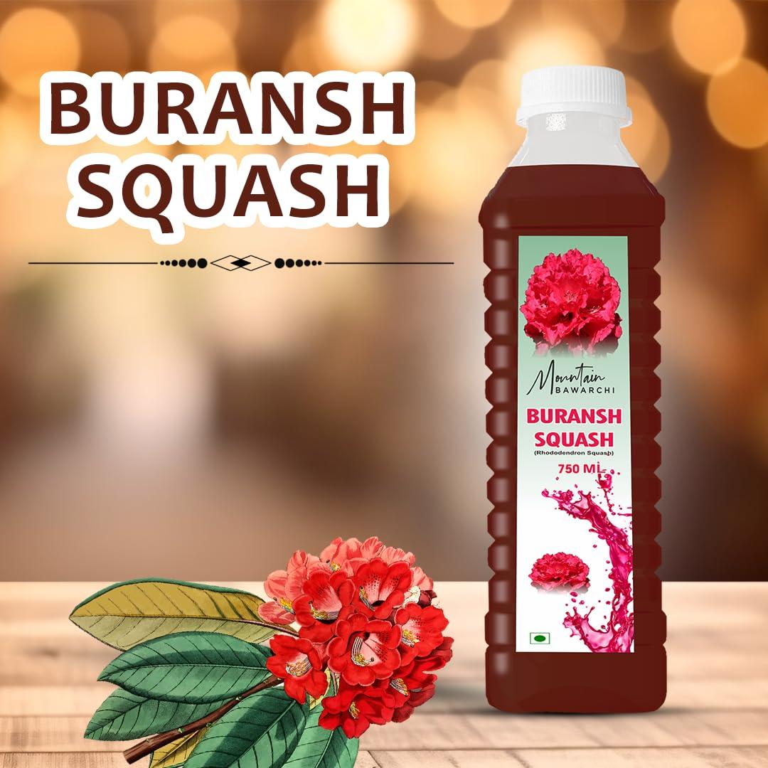 Mountain Bawarchi Mountain Bawarchi Buransh Squash Drink | Refreshing Rhododendron Juice | Ready to Serve | 750ml (Pack of 2)