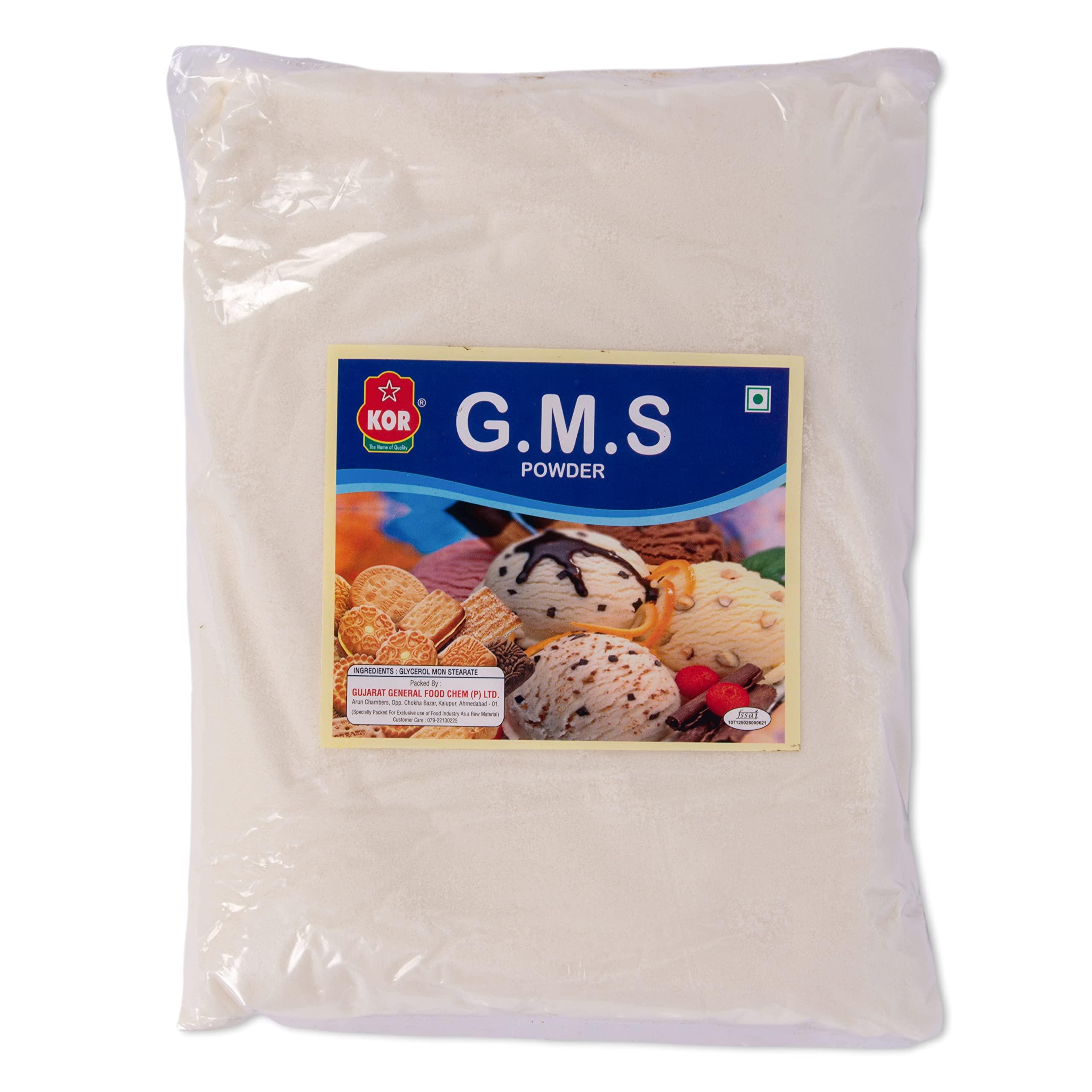 KOR KOR Combo Of GMS Powder, 800G (Glycerol Monostearate) + CMC Powder,800G (Carboxymethyl Cellulose) Pack Of 2 / Making for Soft, Smooth and Creamy, Instant Cake Premixes and Ice Creams