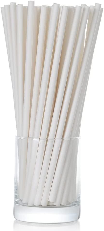 Happy Space Happy Space - 8mm White Paper Straw for Milkshake (Pack of 50, 8mm Wide Paper Straws & 8in Long) - Eco-Friendly, Biodegradable