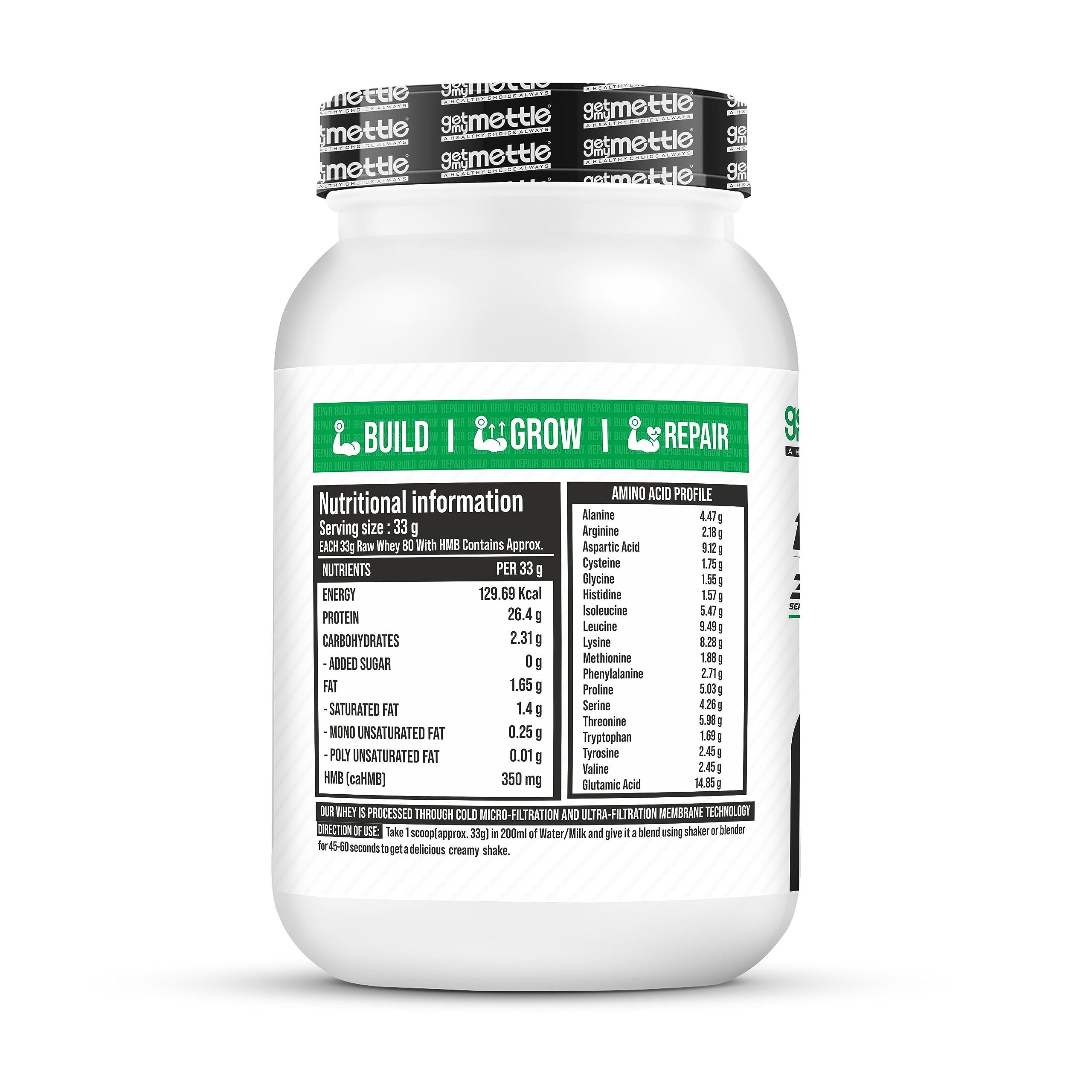 swasthum swasthum Mettle Raw Whey 80% Whey Protein With Hmb,26.4G Protein,5.75G Bcaa-1Kg