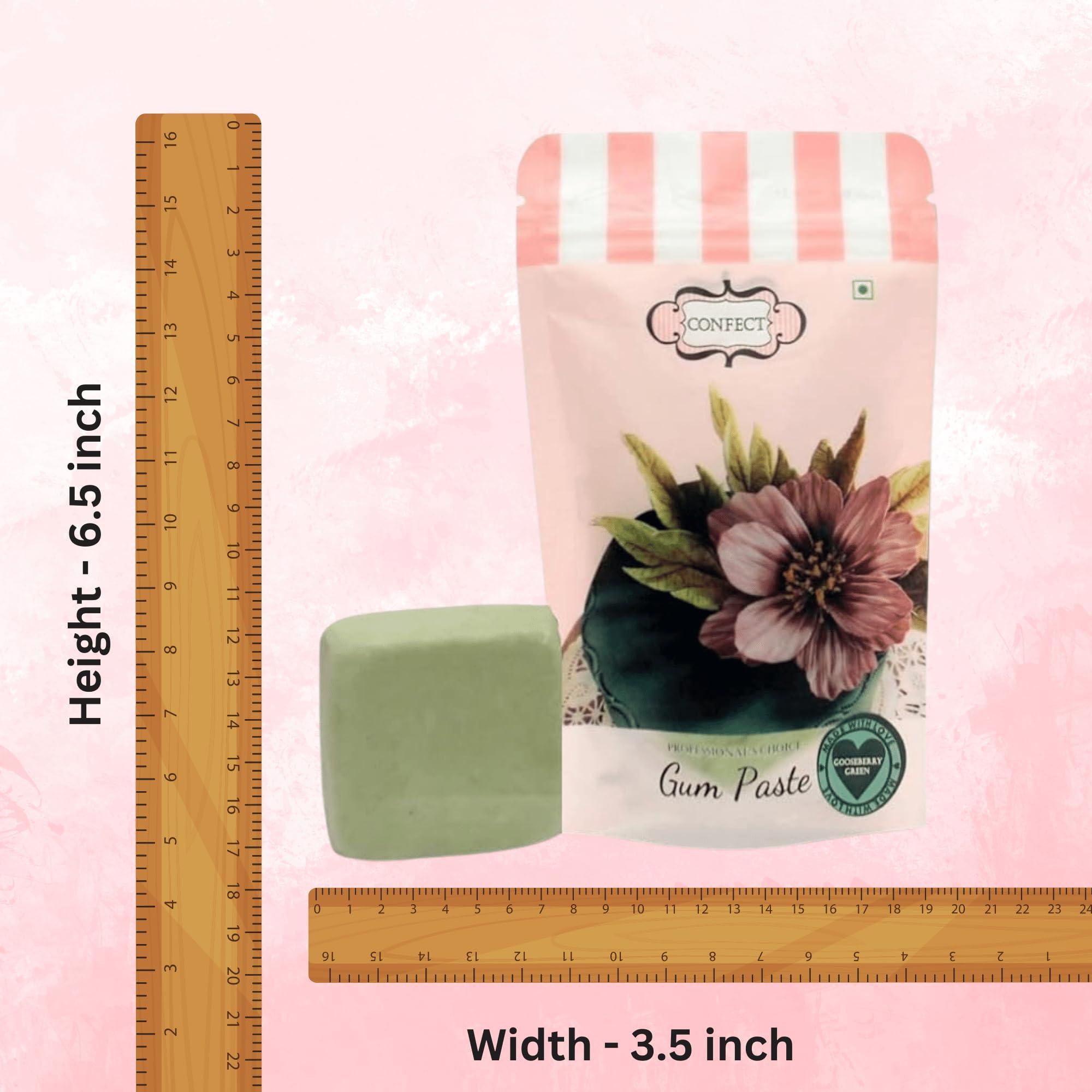 Confect Confect Gum Paste for Cakes Fondant Chefs Choice for Cake Decorating | Gum Paste For Cake Decorating | Gooseberry Green Gum Paste - 250gms