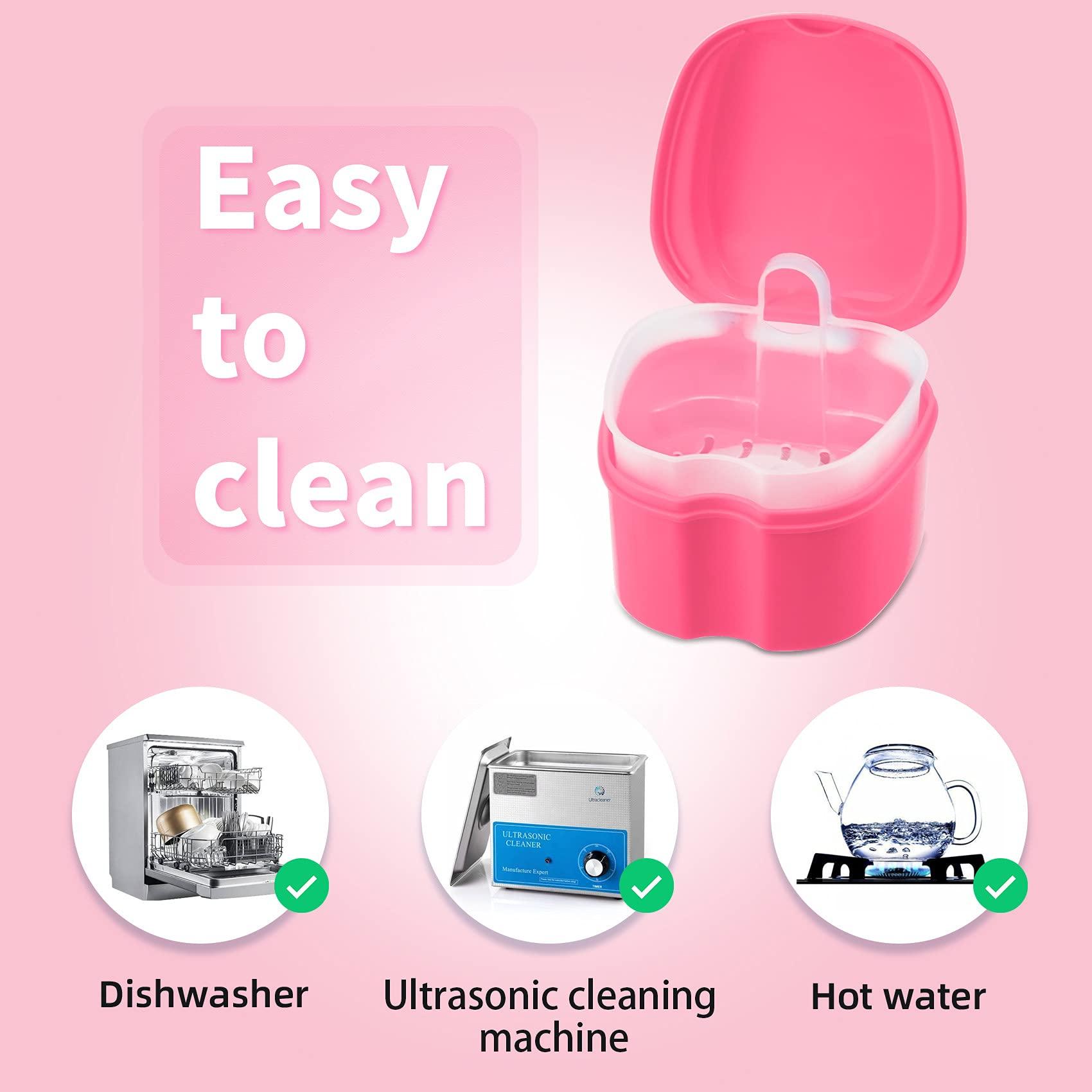 Annhua Annhua Denture Retainer Container Case Cleaning,Denture Bath Box False Teeth Storage Box - Leak Proof and Lid Waterproof