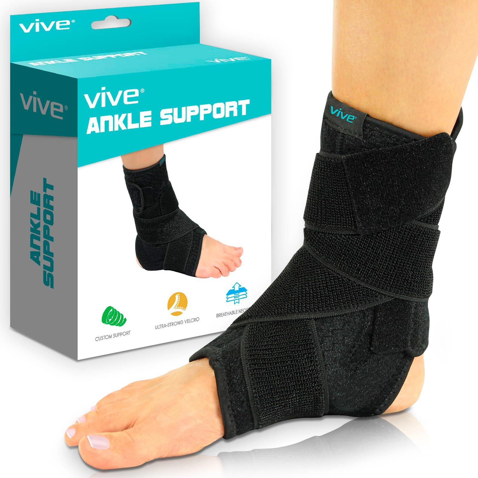 VIVE Sprained Ankle Brace by Vive - Ankle Support Secured with Extra-Strength Velcro One Size Fits Most - Best Ankle Wrap for Exercise Running Pain Relief and Injury Recovery - Vive Guarantee