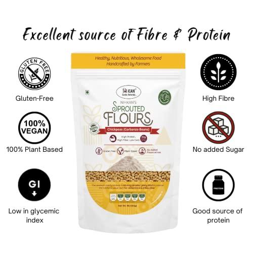 NIHKAN NIHKAN Sprouted Chickpea Flour (Garbanzo Beans)- 454g (1lb) - Gluten free High Protein | Alternative to wheat flour | Make Easy Hummus & Falafels | Delicious Taste & High Nutrition | Great for Baking