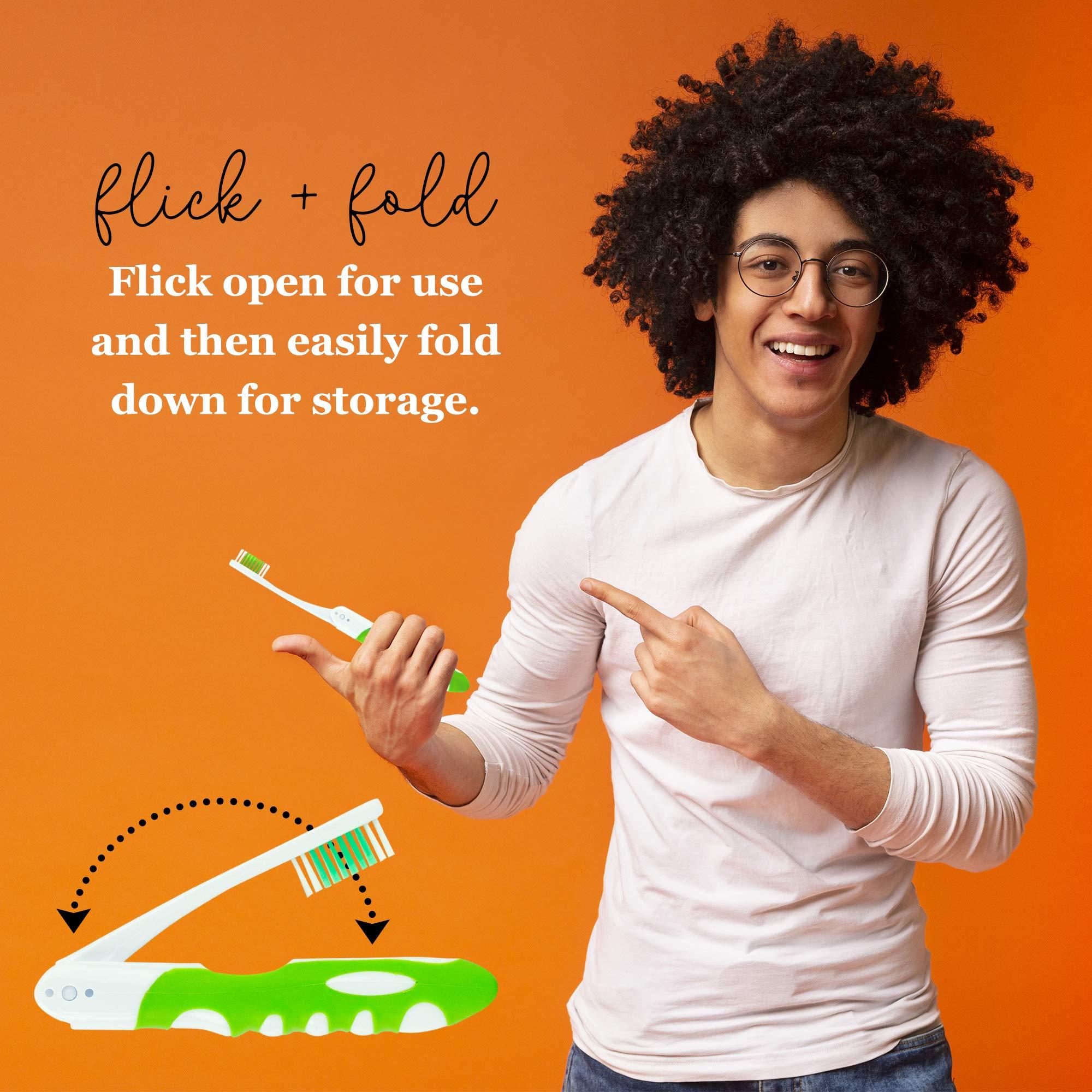 Lingito Travel Toothbrush, Portable Toothbrush Built in Cover, Travel Size Toothbrush for Hiking, Camping, and Traveling, Folding Toothbrushes, Collapsible Multi Color Travel Toothbrush Kit (6 Pack-Soft)