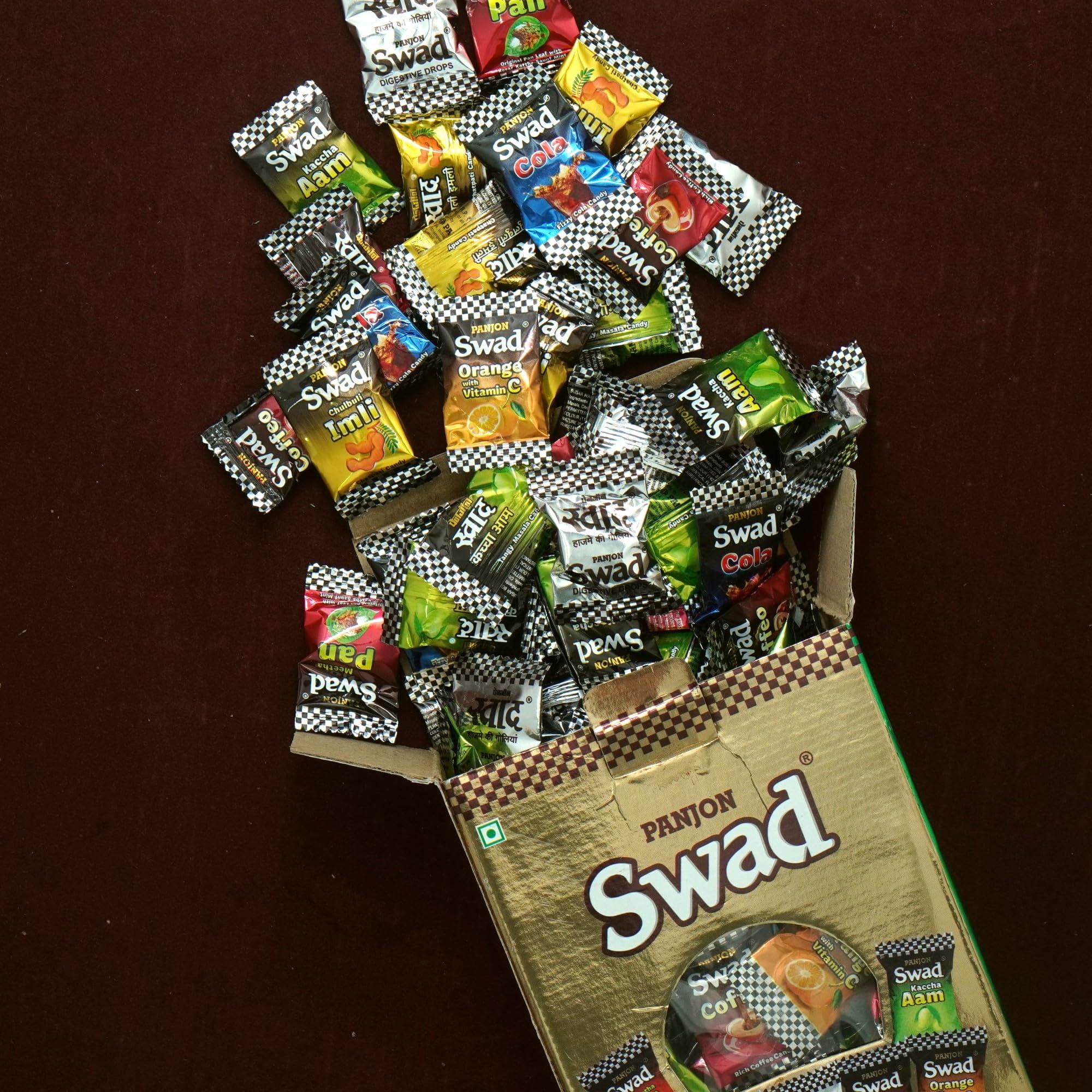 Swad Swad Gift Box, Mixed Flavours Candy (Imli, Pan, Kaccha Aam, Coffee, Cola, Orange) 125 Toffee x 2 Box Pack