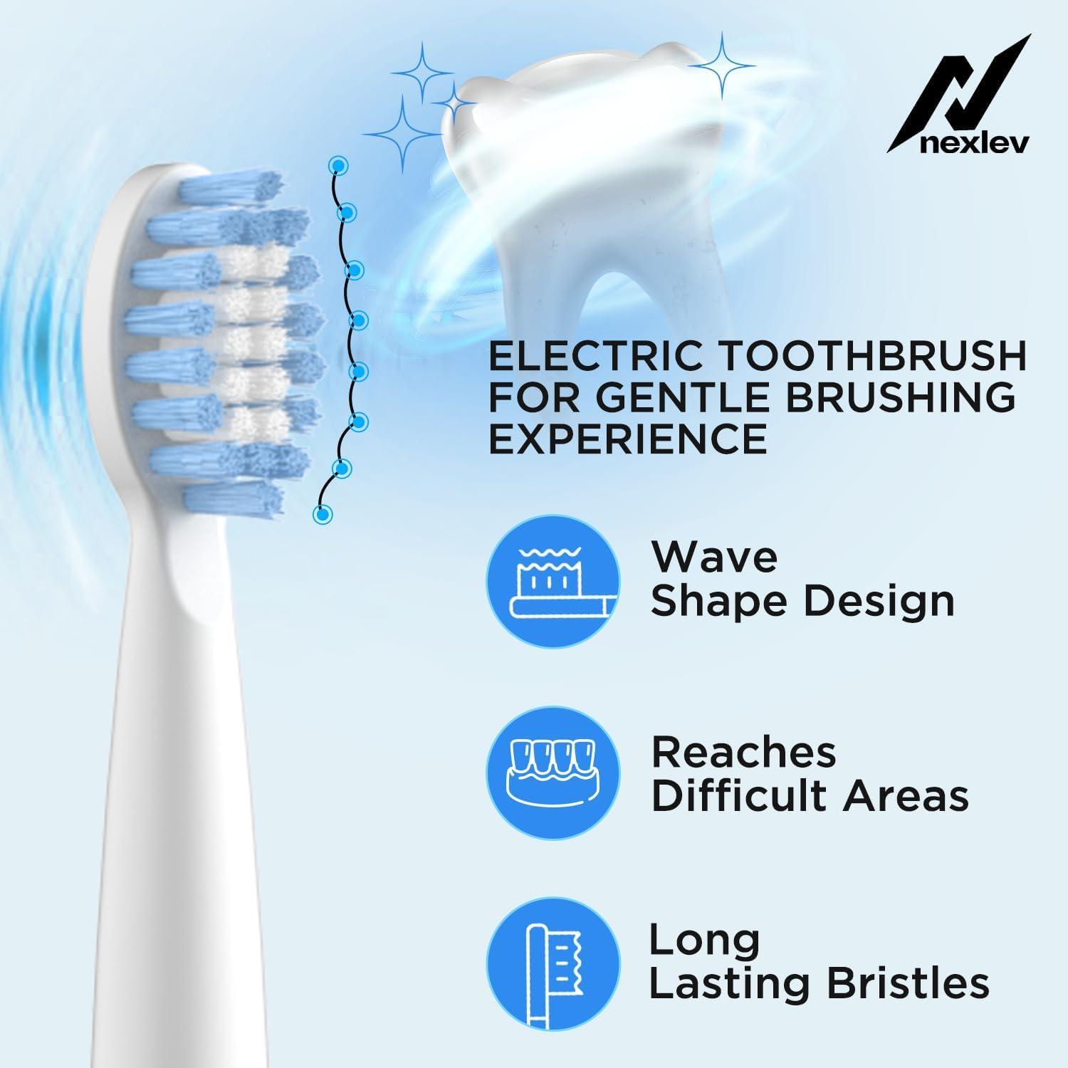nexlev Nexlev Sonic Electric Toothbrush| Powerful Sonic technology|Super soft DuPont Bristles| 2 Replaceable Brush Heads with Cover| IPX7 Waterproof| AA Battery|for Adults|Gentle Oral Care|Smart Smile ET-03