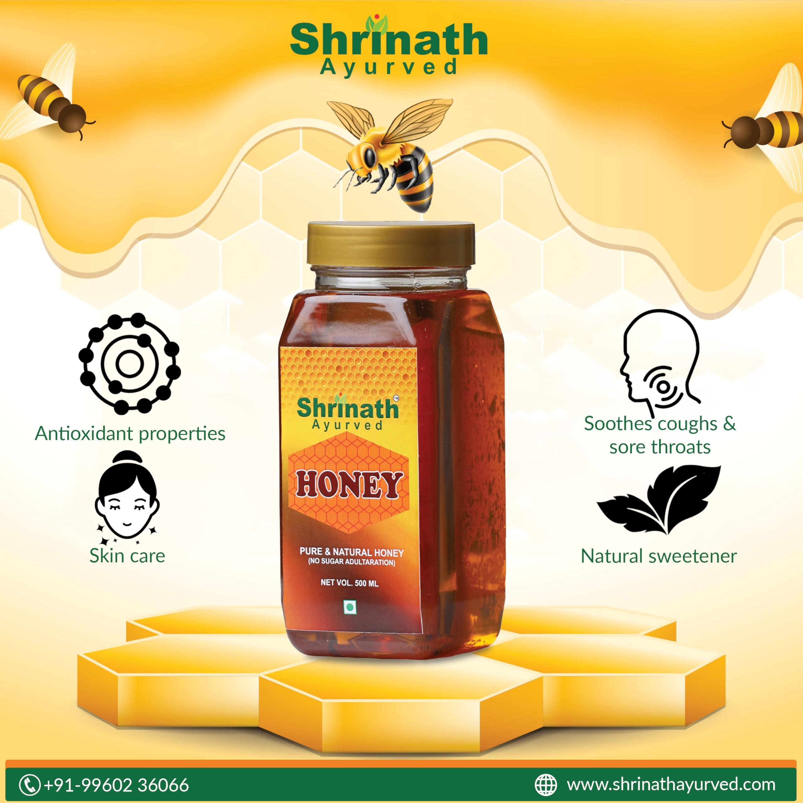 SHRINATH AYURVED SHRINATH AYURVED Honey Pure & Sure Real 100% honey No Sugar Adultration Pack of 2-500 Gms