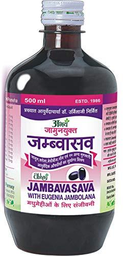 JAMBAVASAVA 500 ML JAMBAVASAVA 500 ML Abhay -500ml with Eugenia Jambolana & mixture of 24 Divine Ayurvedic Herbs for Blood Glucose/Sugar Control
