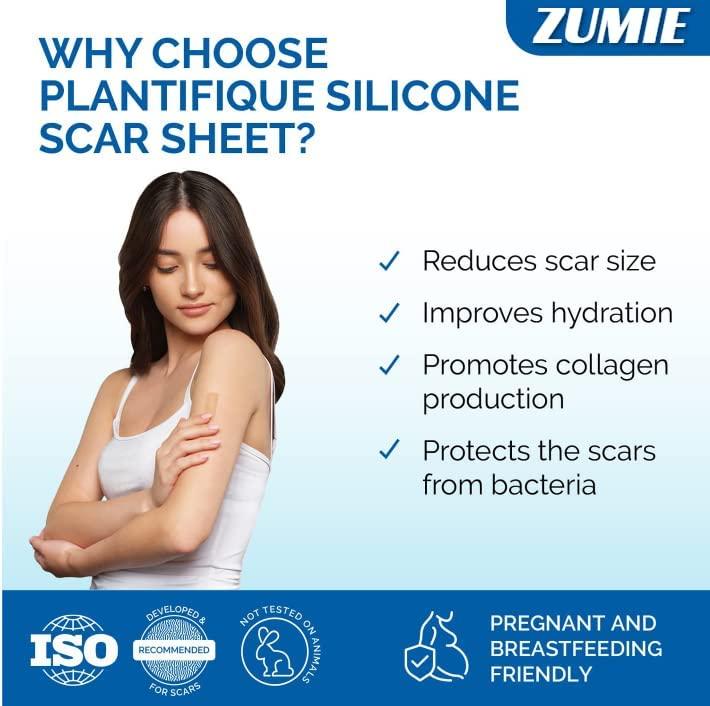 ZUMIE ZUMIE Silicone Scar Removal Sheets Post Surgery & Acne Scars Treatment-2 Month Supply Cica Care Gel Sheets Wound Repair Scar Silicon Soft Long Strips & Sheets (2pcs Scar repair tape)
